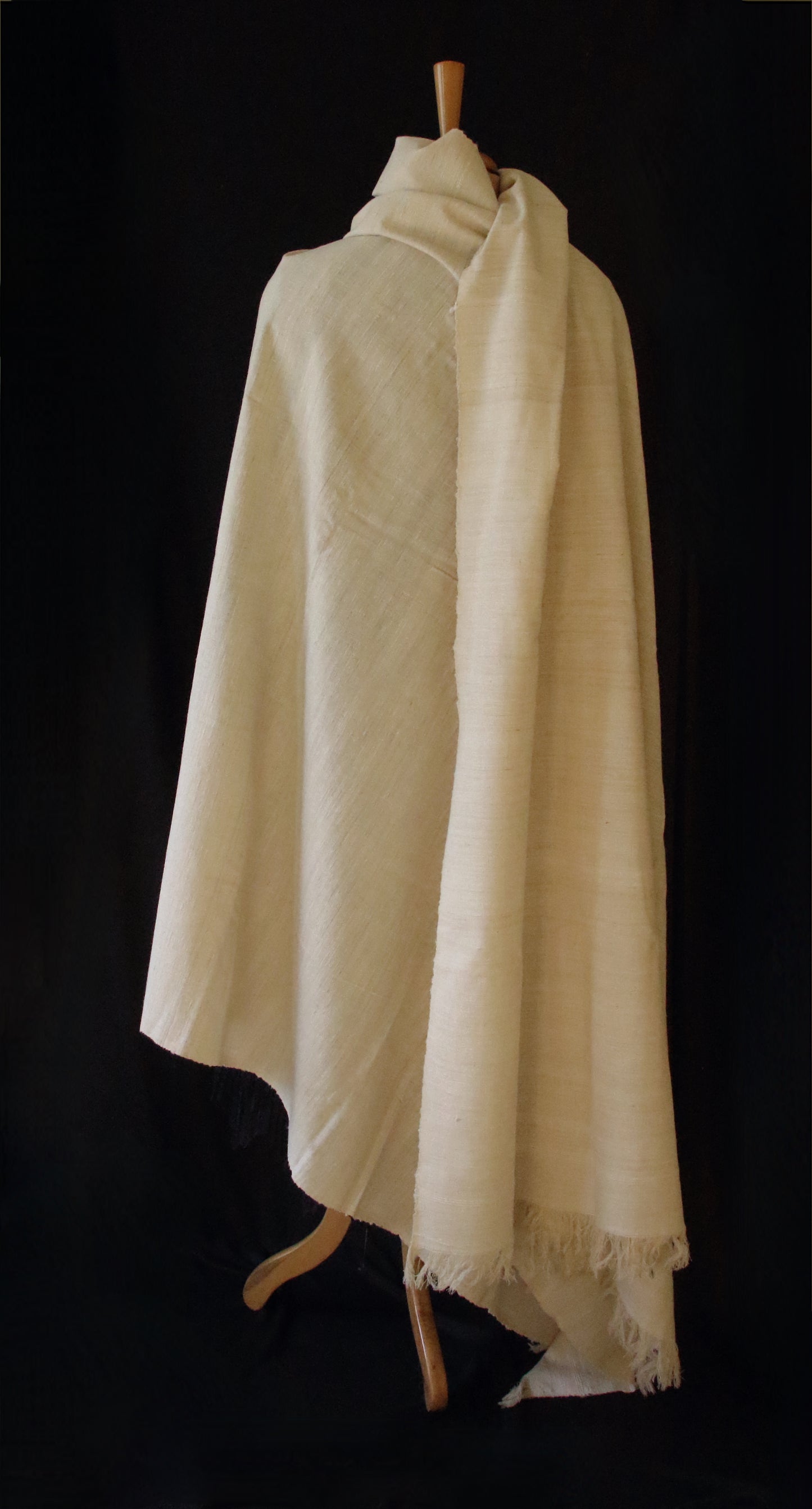 Extra Large Natural Off White Hand Spun / Handwoven Eri Silk Shawl from Assam