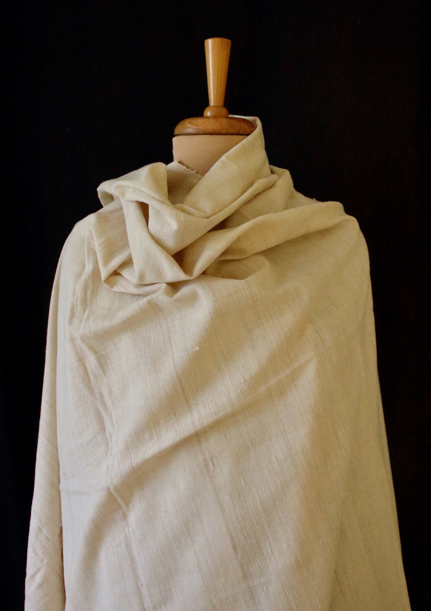 Extra Large Natural Off White Hand Spun / Handwoven Eri Silk Shawl from Assam
