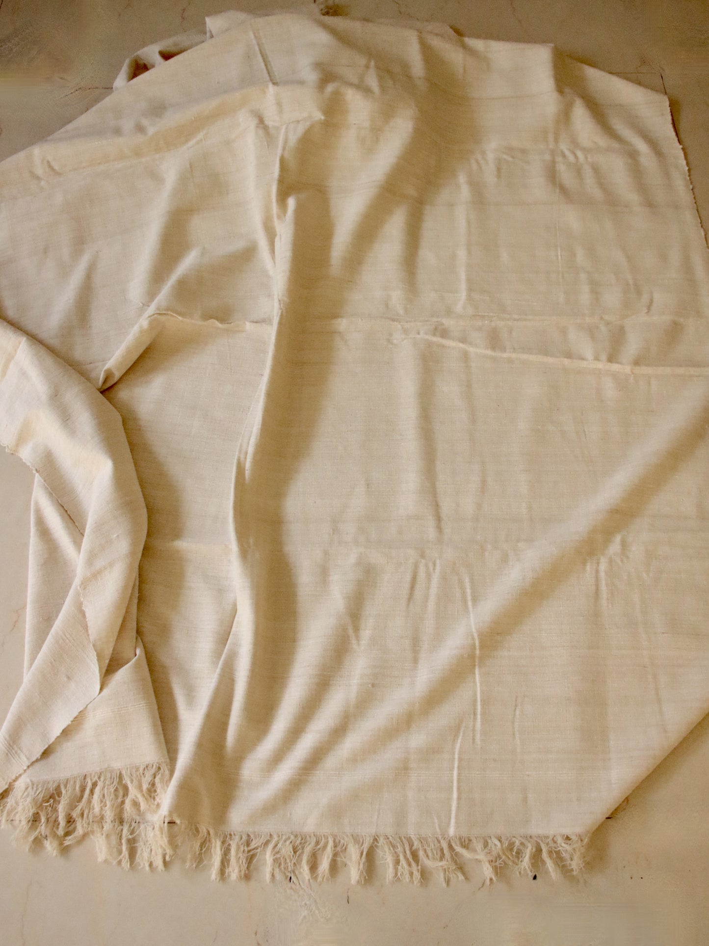 Extra Large Natural Off White Hand Spun / Handwoven Eri Silk Shawl from Assam