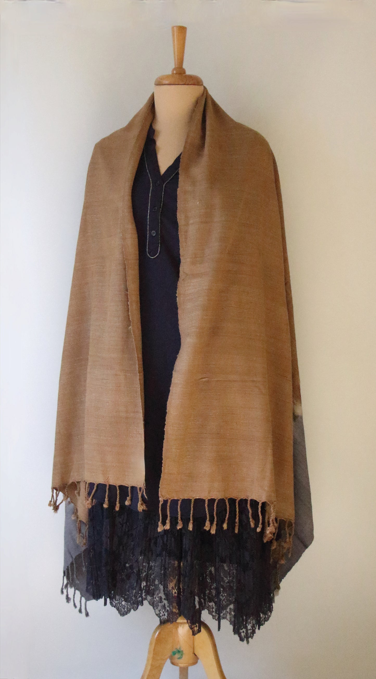 Tie & dye Handwoven Natural Dyed Eri Silk Throw / Shawl from Assam