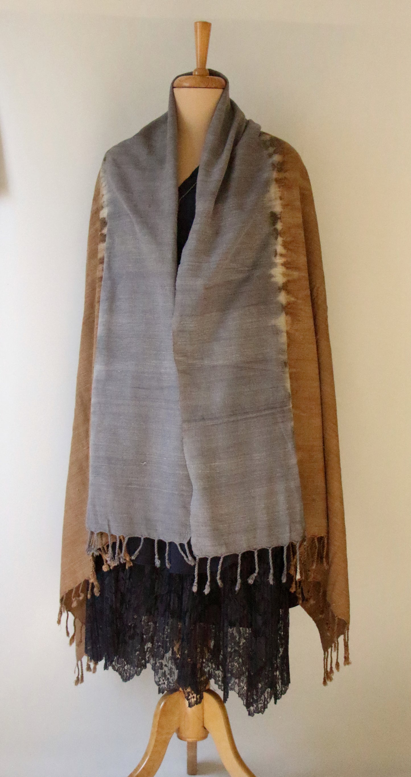 Tie & dye Handwoven Natural Dyed Eri Silk Throw / Shawl from Assam