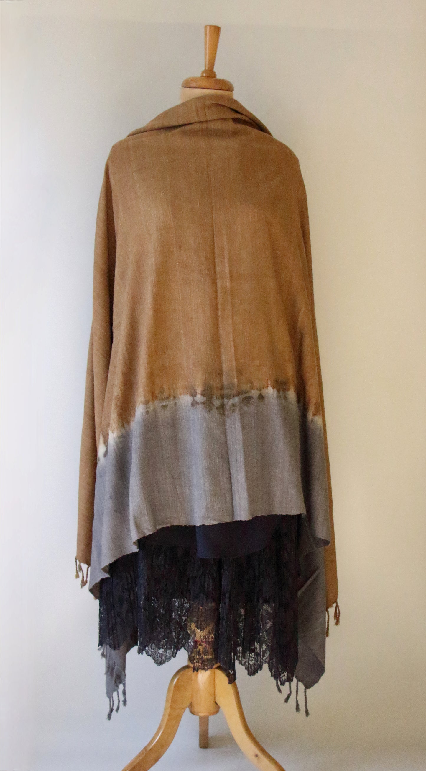 Tie & dye Handwoven Natural Dyed Eri Silk Throw / Shawl from Assam