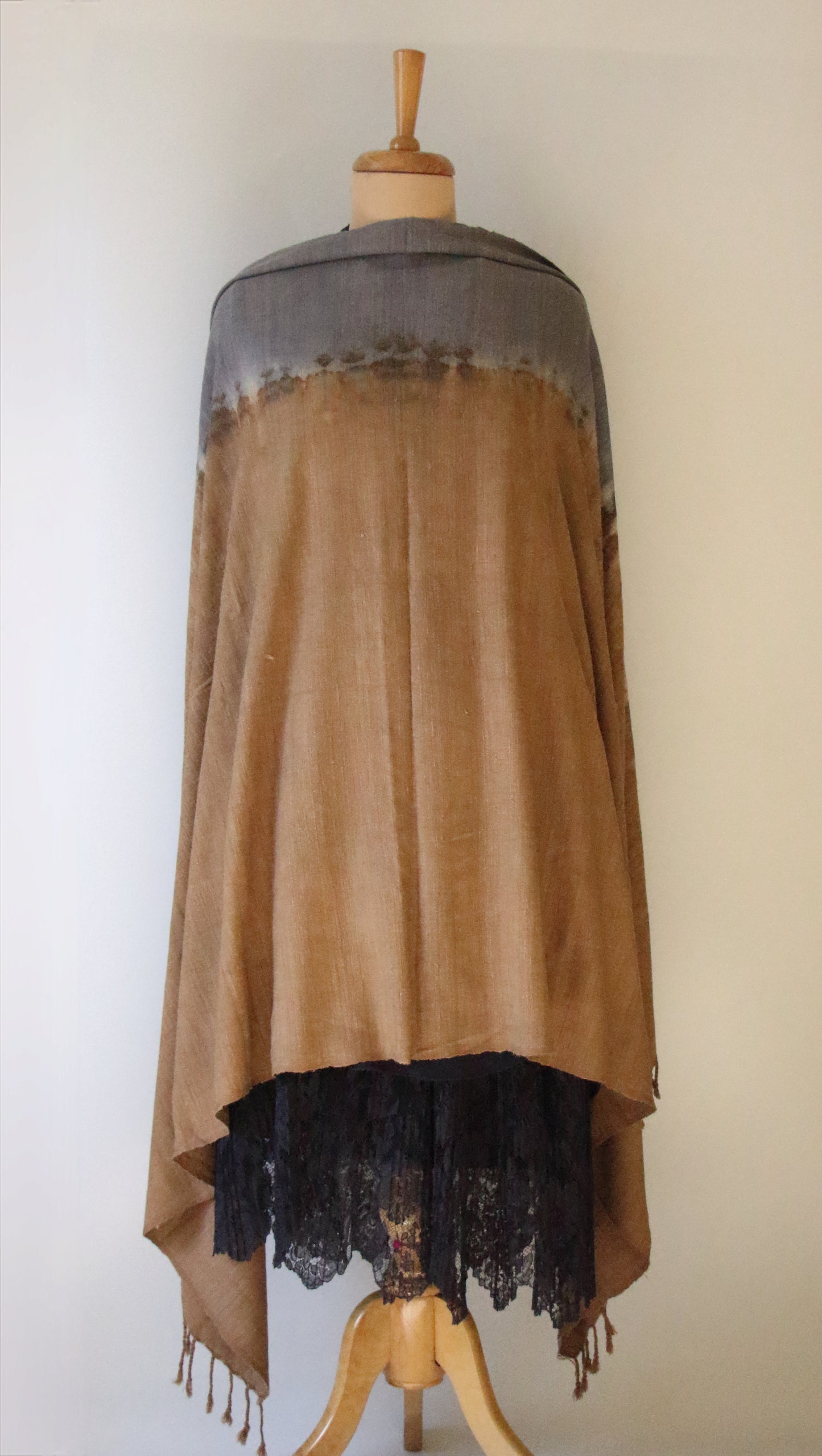 Tie & dye Handwoven Natural Dyed Eri Silk Throw / Shawl from Assam