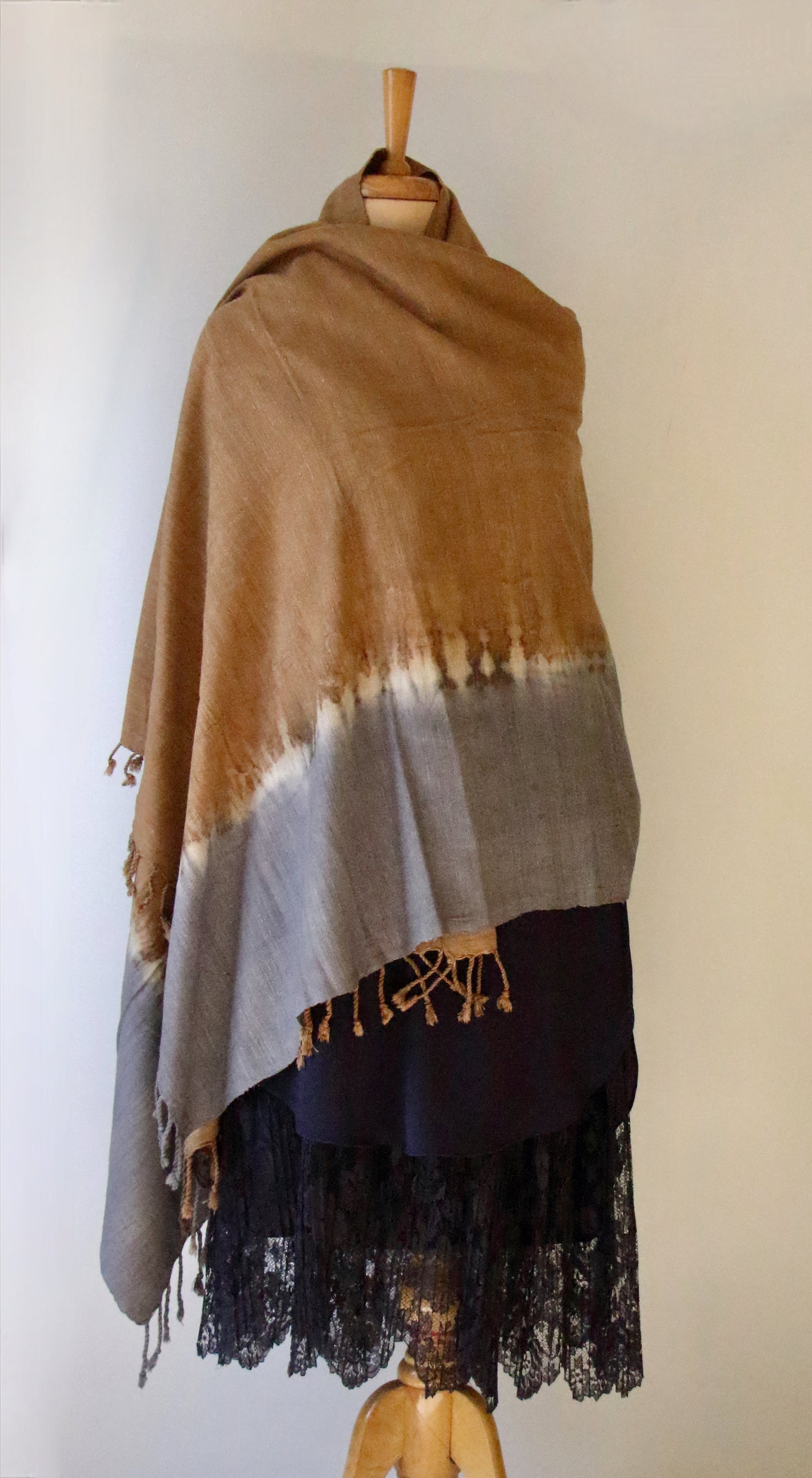 Tie & dye Handwoven Natural Dyed Eri Silk Throw / Shawl from Assam