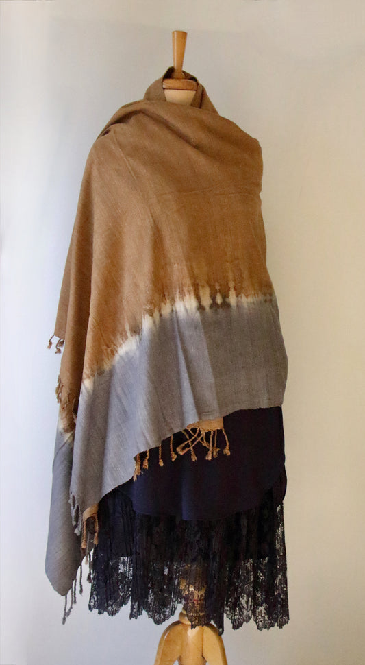 Tie & dye Handwoven Natural Dyed Eri Silk Throw / Shawl from Assam