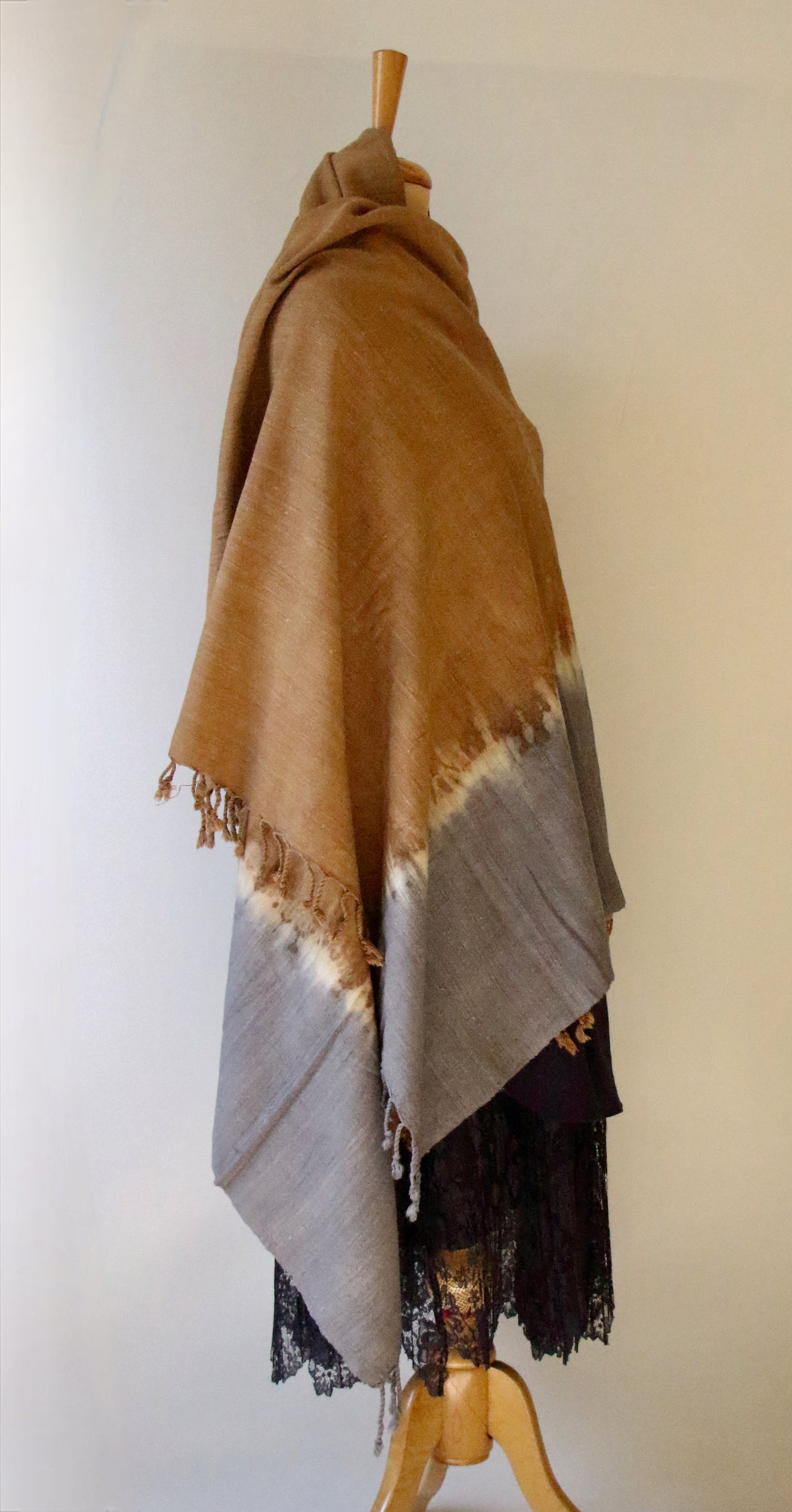 Tie & dye Handwoven Natural Dyed Eri Silk Throw / Shawl from Assam