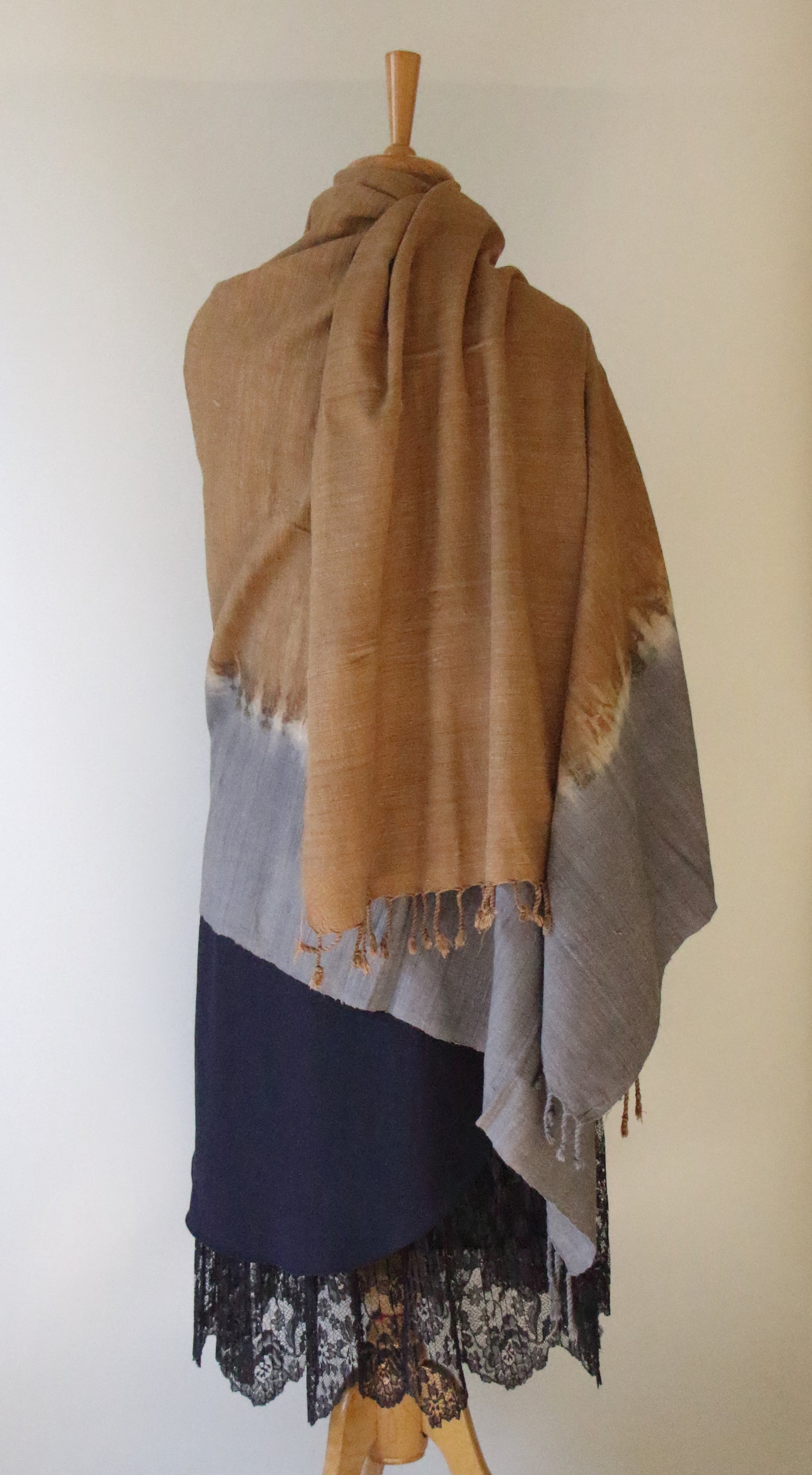 Tie & dye Handwoven Natural Dyed Eri Silk Throw / Shawl from Assam