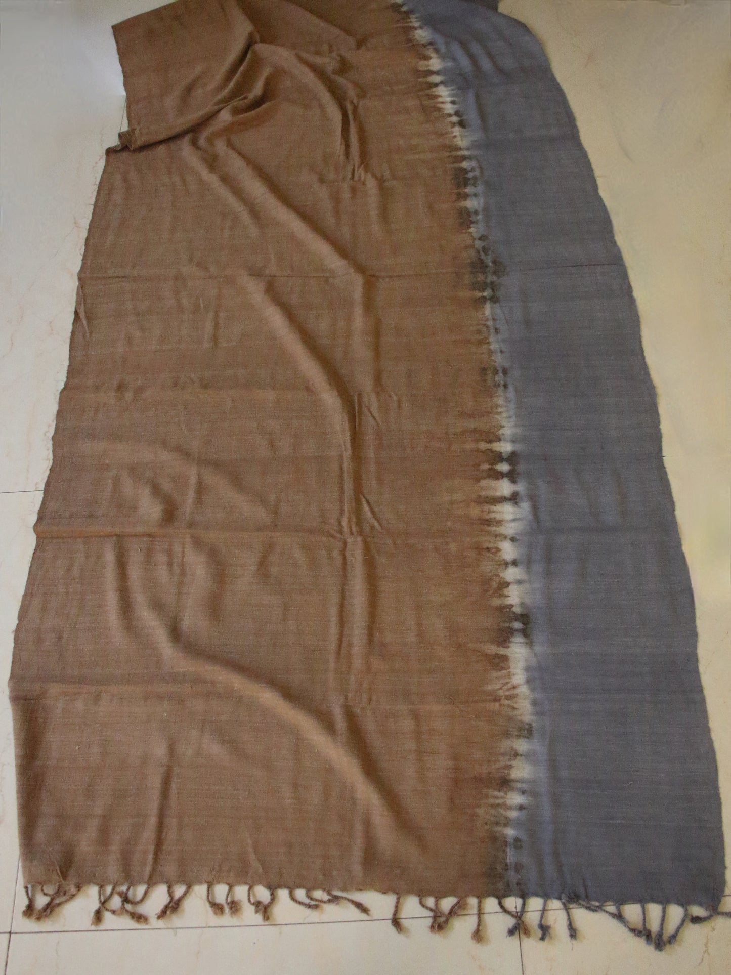 Tie & dye Handwoven Natural Dyed Eri Silk Throw / Shawl from Assam