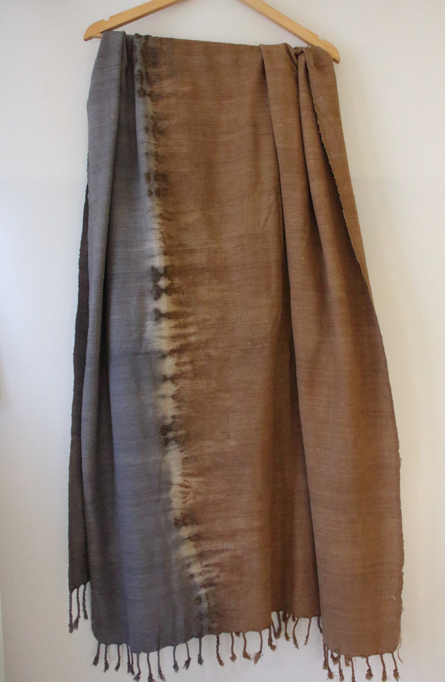 Tie & dye Handwoven Natural Dyed Eri Silk Throw / Shawl from Assam