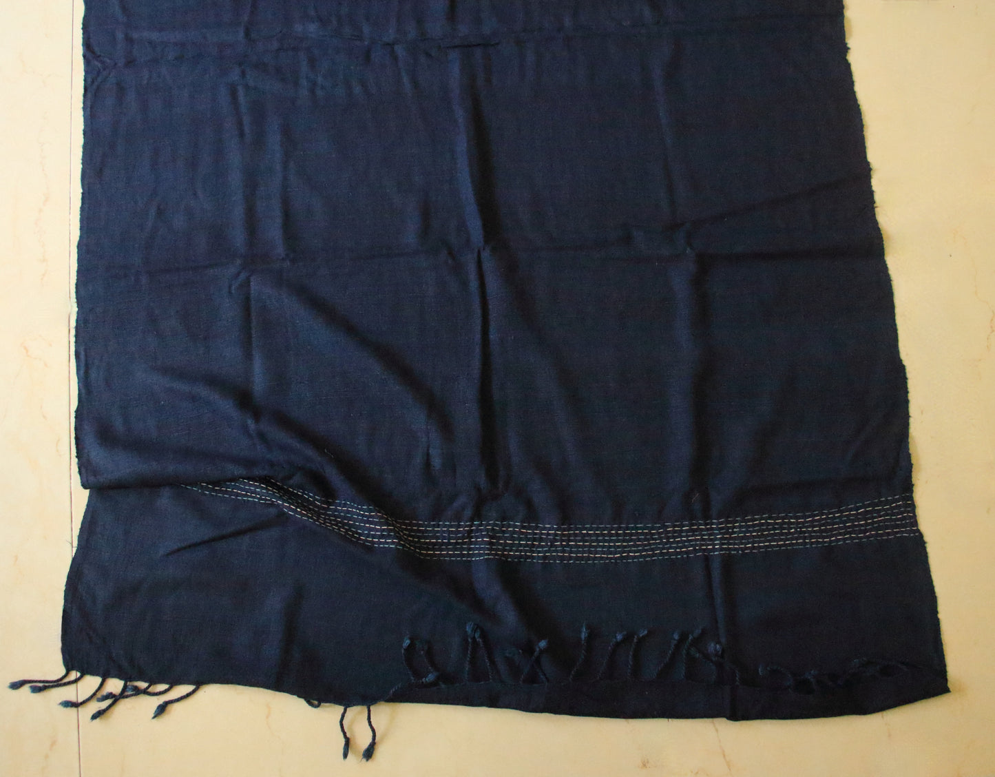 Natural Dyed Indigo Handloom  Eri Silk Throw / Shawl from Assam