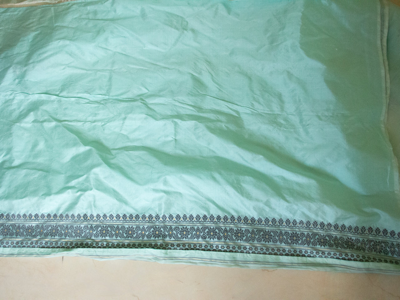 Sea Green Handloom Silk Organza Saree from Assam