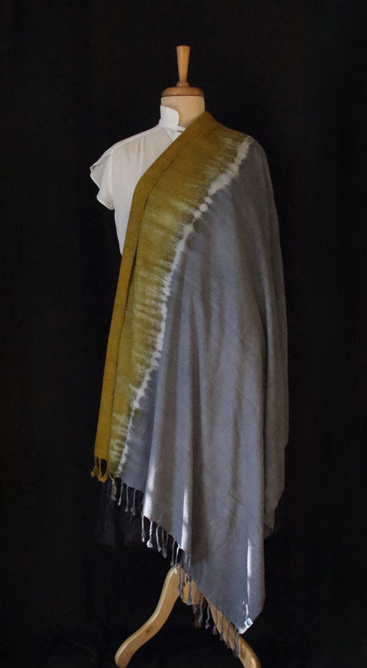 Tie & dye Handwoven Natural Dyed Eri Silk Throw / Shawl from Assam
