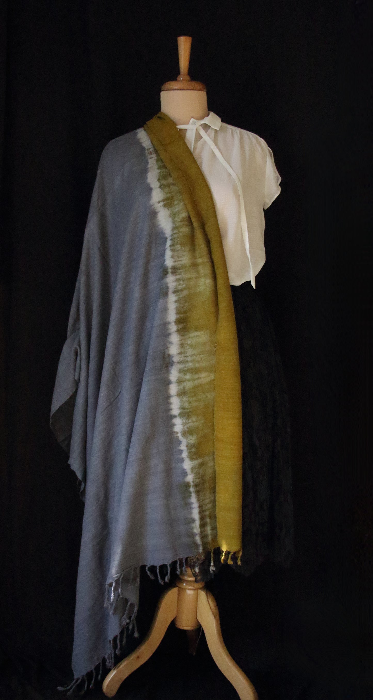 Tie & dye Handwoven Natural Dyed Eri Silk Throw / Shawl from Assam
