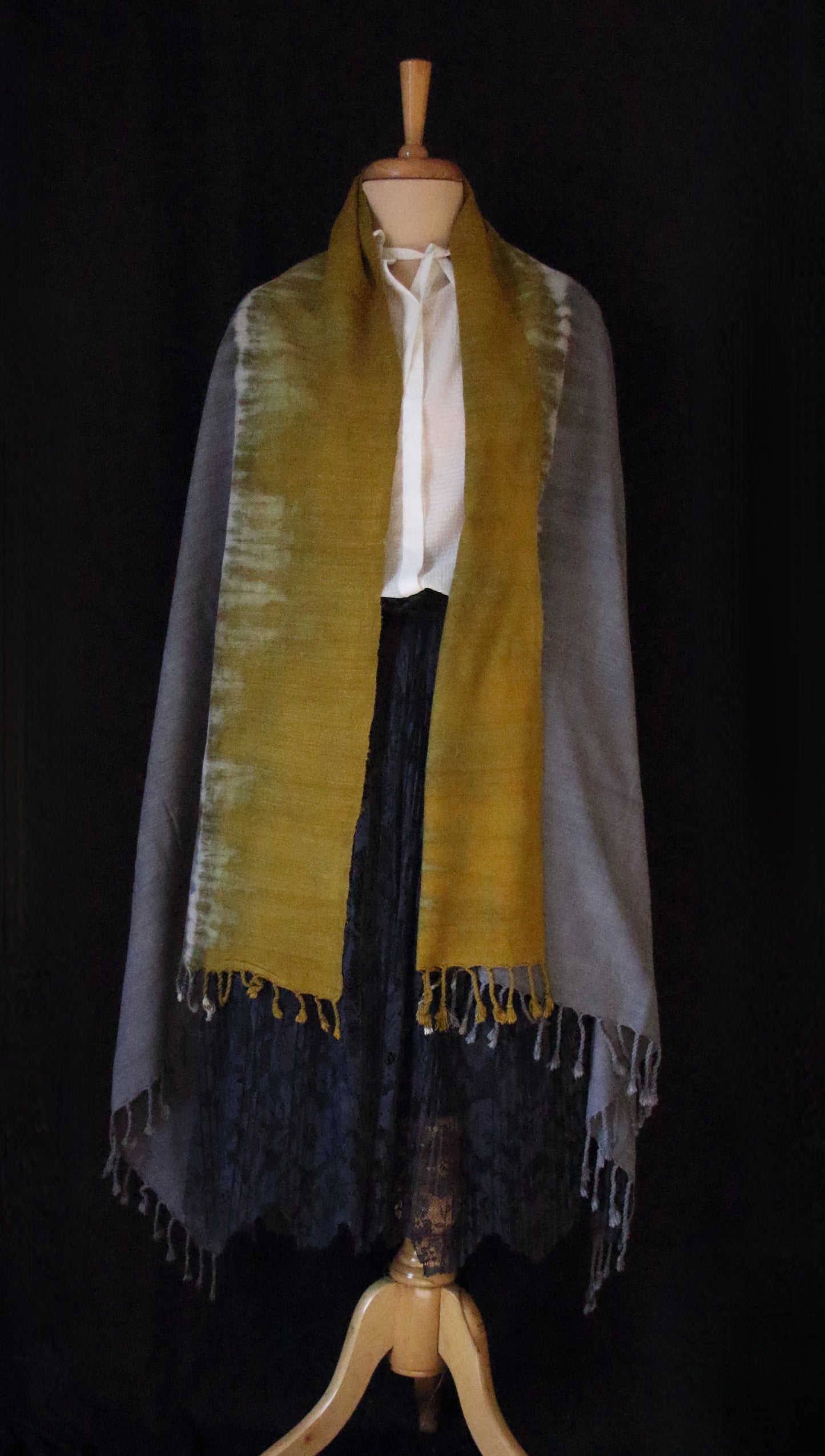 Tie & dye Handwoven Natural Dyed Eri Silk Throw / Shawl from Assam