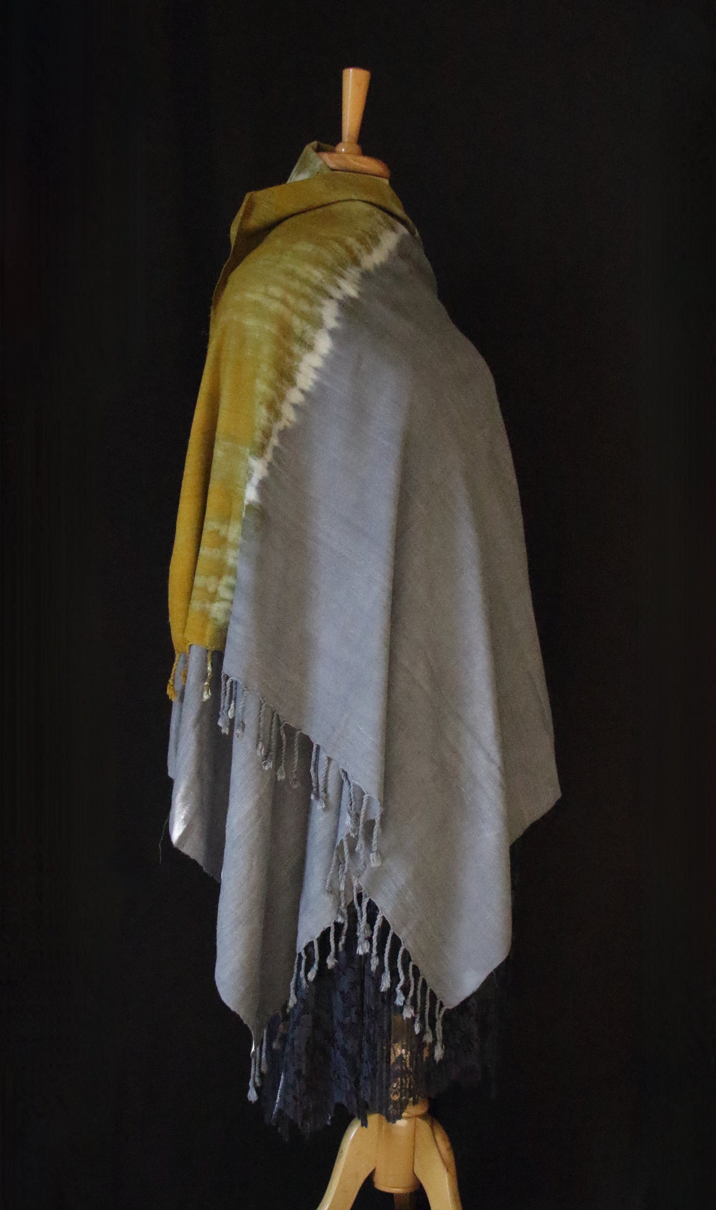 Tie & dye Handwoven Natural Dyed Eri Silk Throw / Shawl from Assam