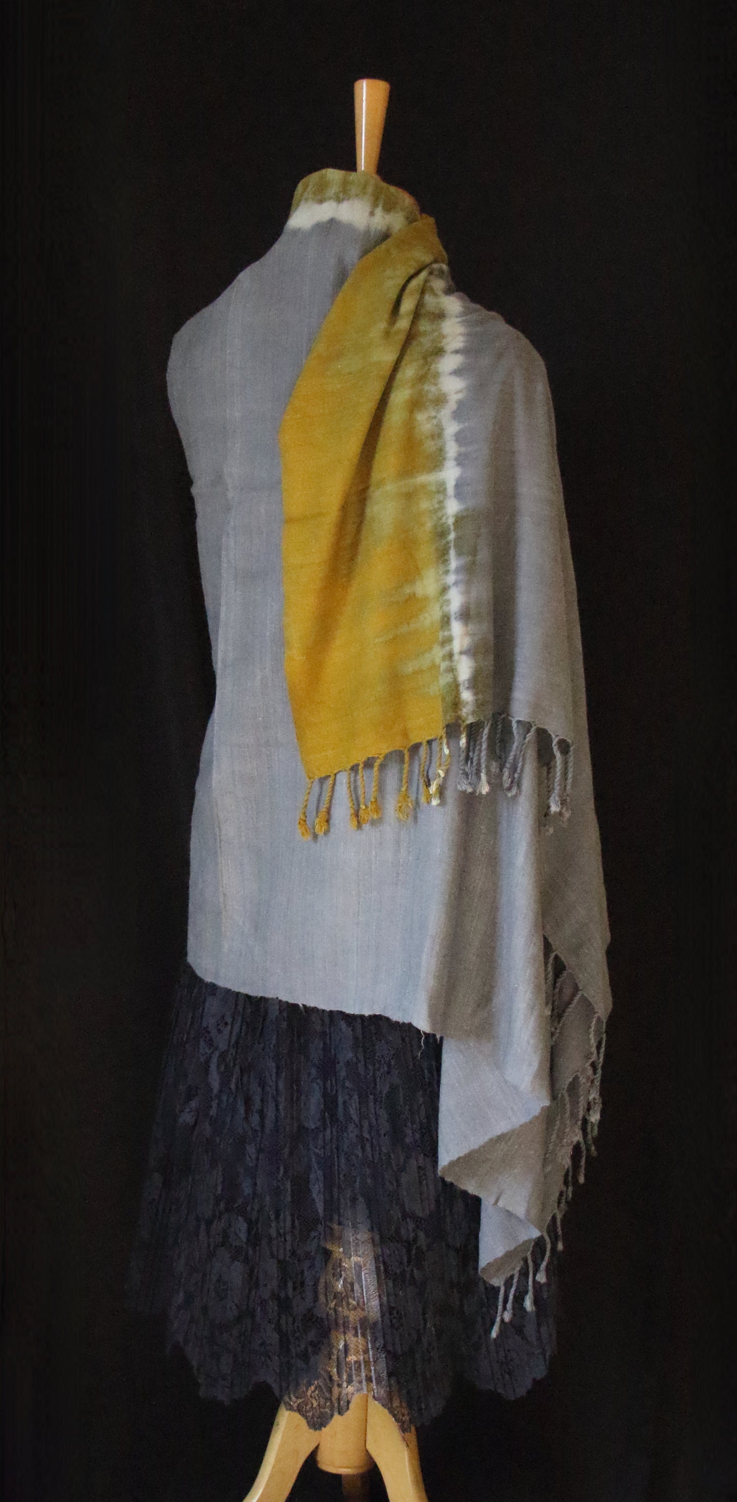 Tie & dye Handwoven Natural Dyed Eri Silk Throw / Shawl from Assam