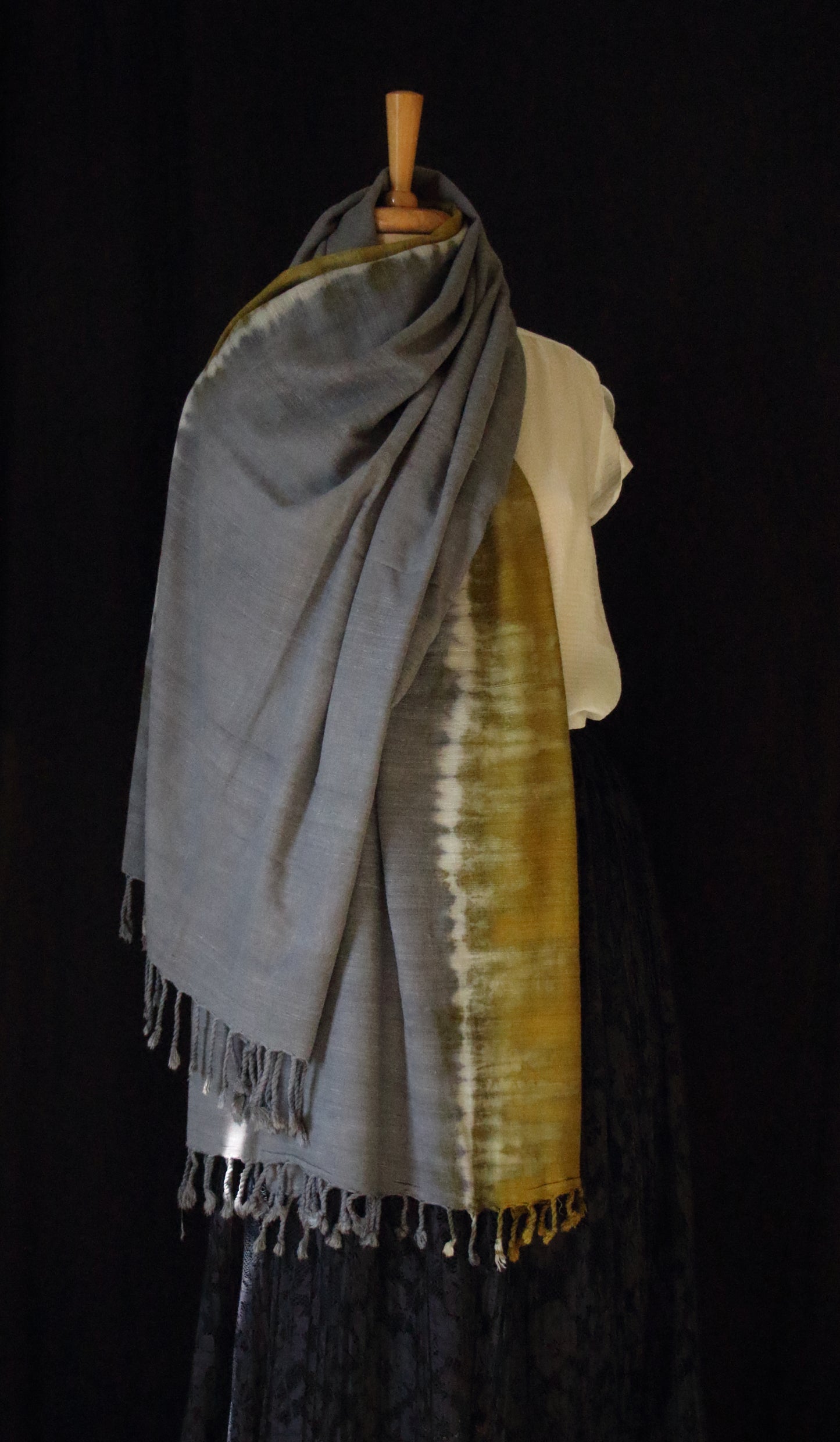 Tie & dye Handwoven Natural Dyed Eri Silk Throw / Shawl from Assam