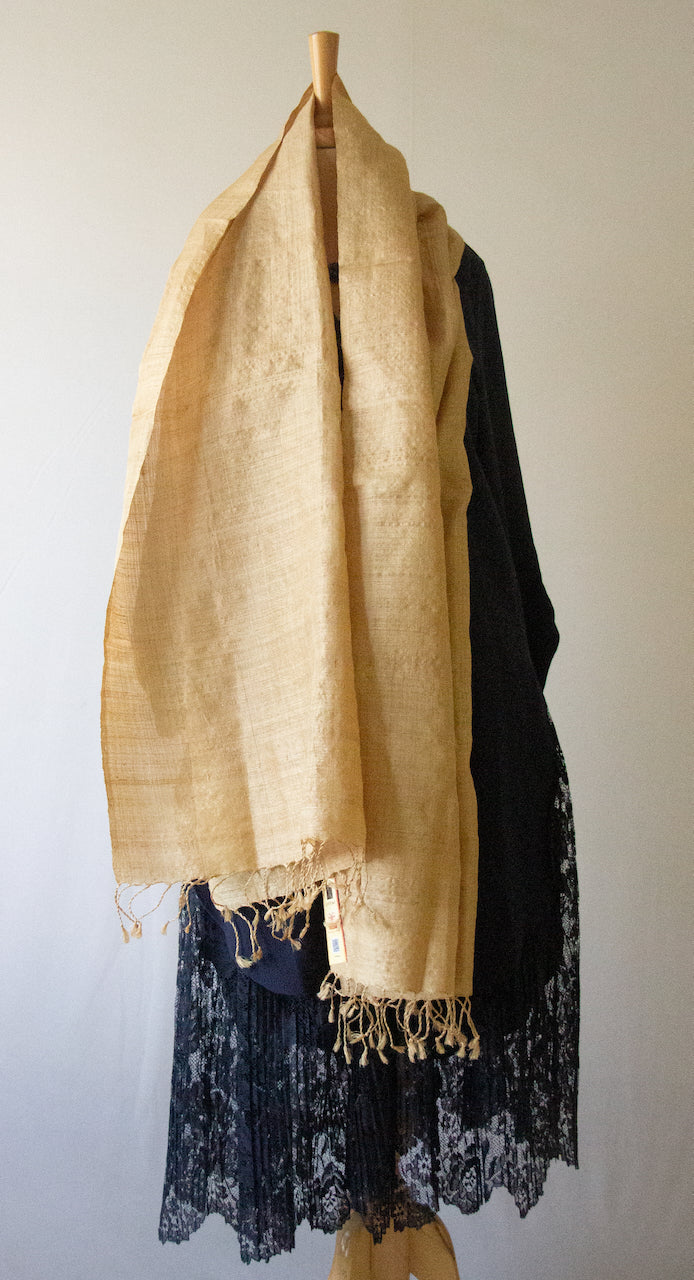 Hundred Percent Handwoven Muga Silk / Golden Silk Scarf from Assam