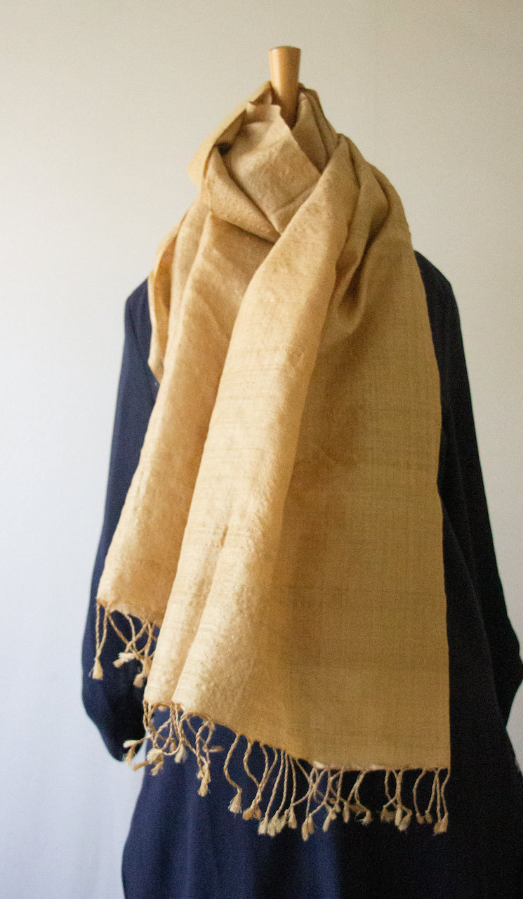 Hundred Percent Handwoven Muga Silk / Golden Silk Scarf from Assam