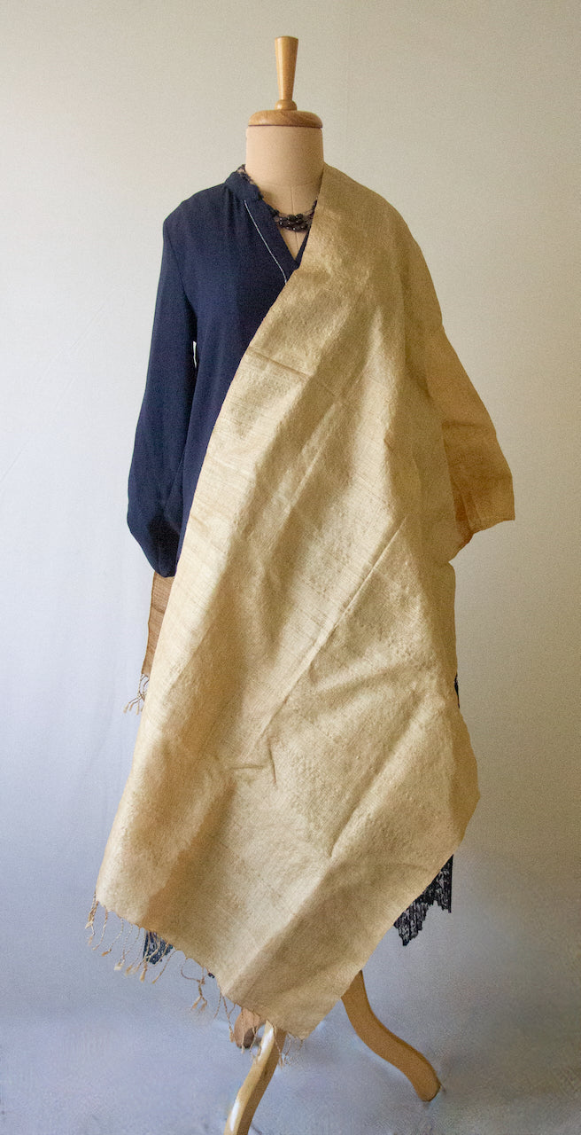 Hundred Percent Handwoven Muga Silk / Golden Silk Scarf from Assam