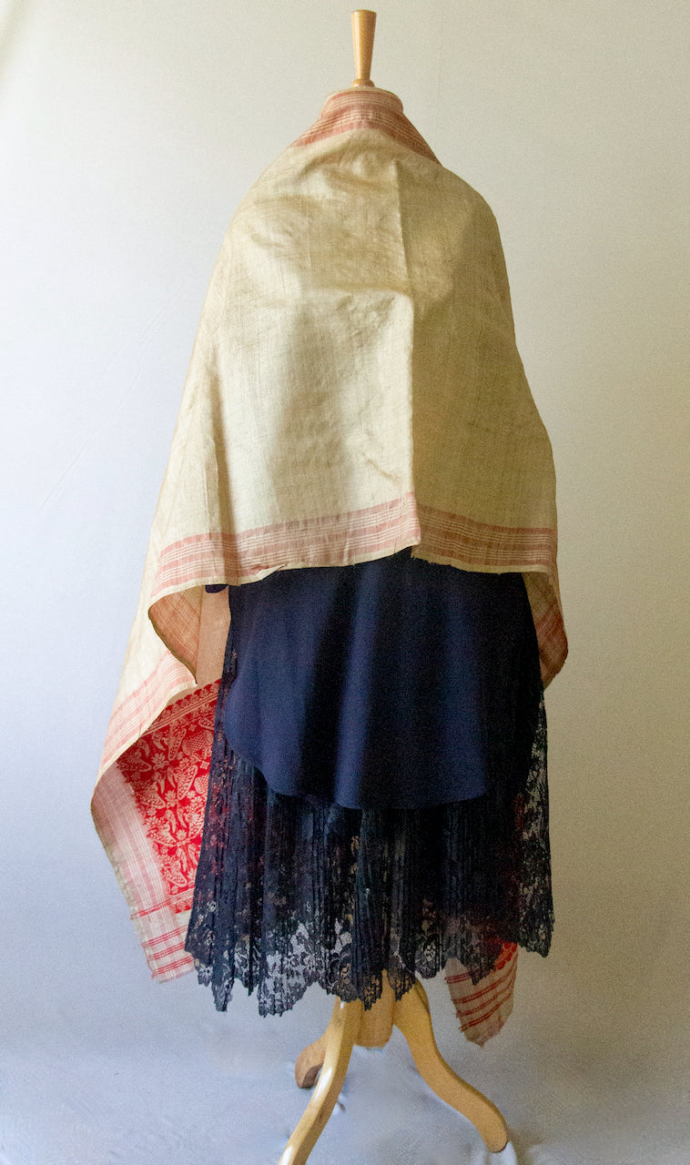 Handloom Traditional Muga Silk Shawl / Gamucha from Assam