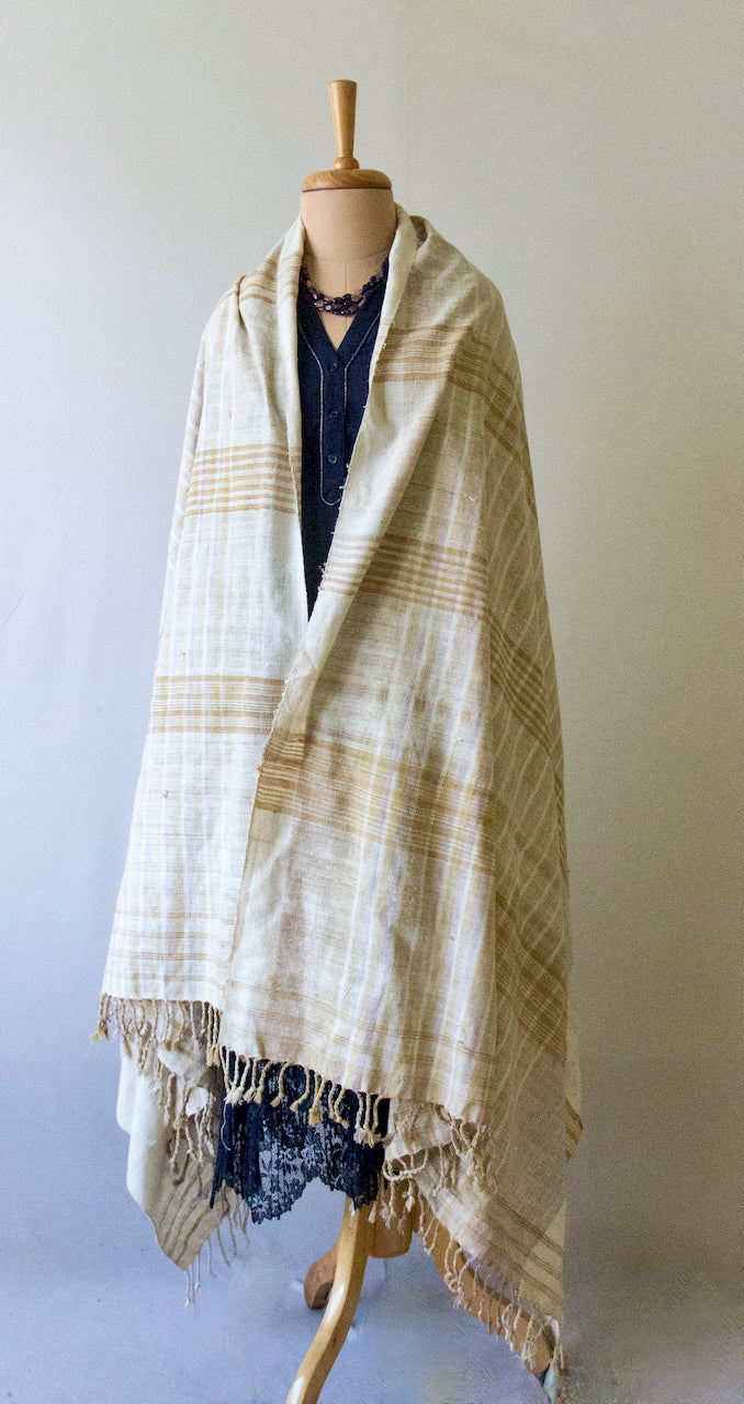 Striped Natural Dyed Eri silk Handloom Shawl from Assam