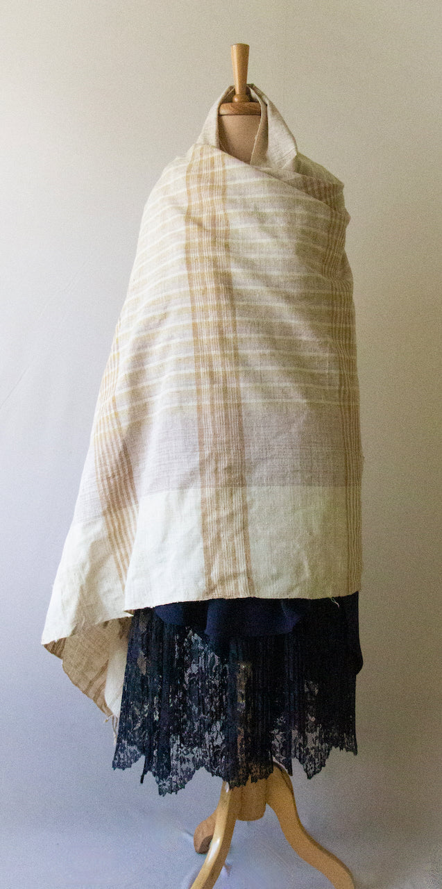 Striped Natural Dyed Eri silk Handloom Shawl from Assam