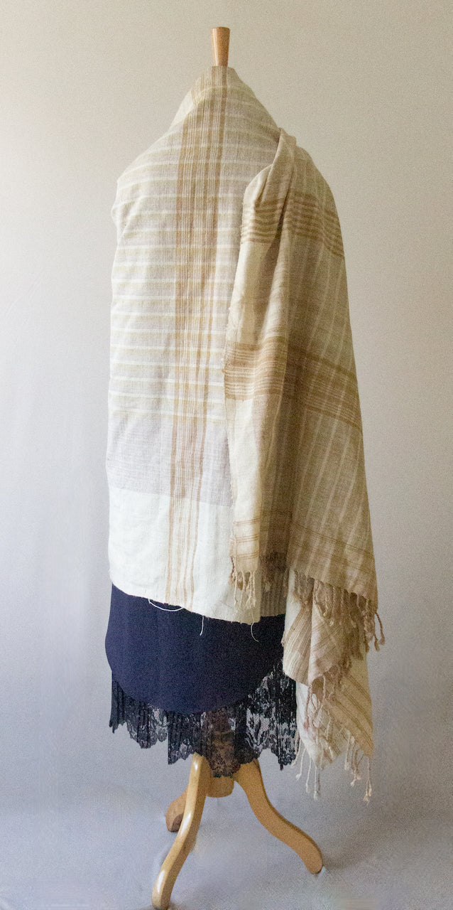 Striped Natural Dyed Eri silk Handloom Shawl from Assam