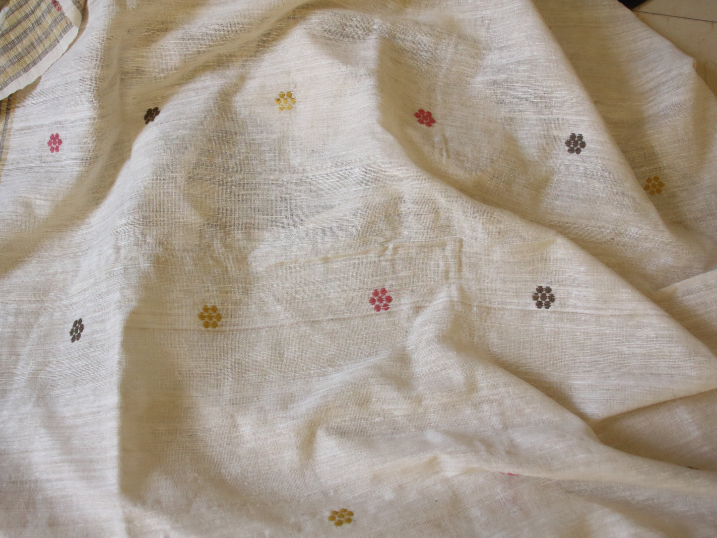 Handwoven natural off white Eri Silk Saree from Assam