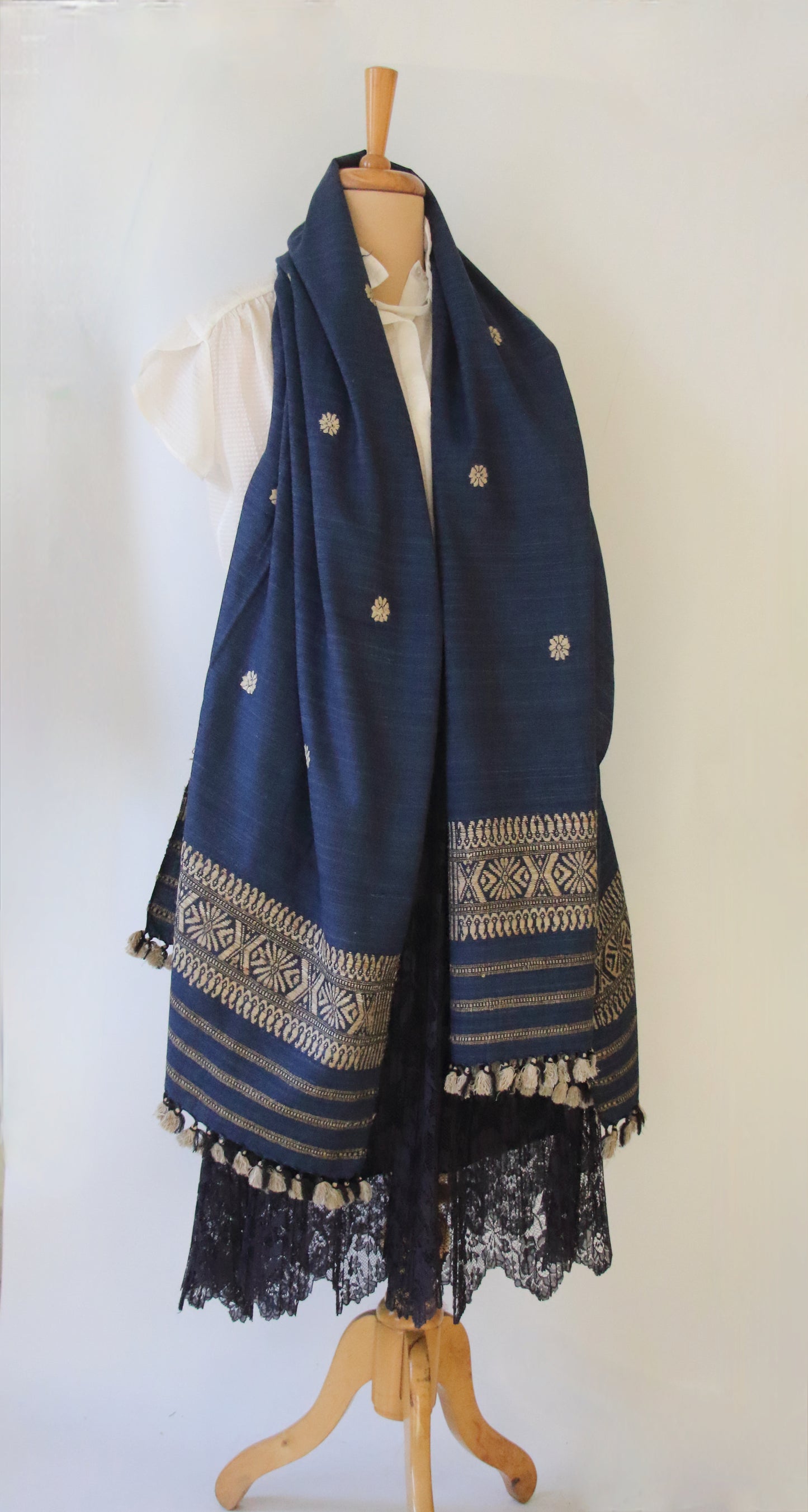 Indigo  Colour Handloom Eri Silk Shawl / Dupatta from Assam ,