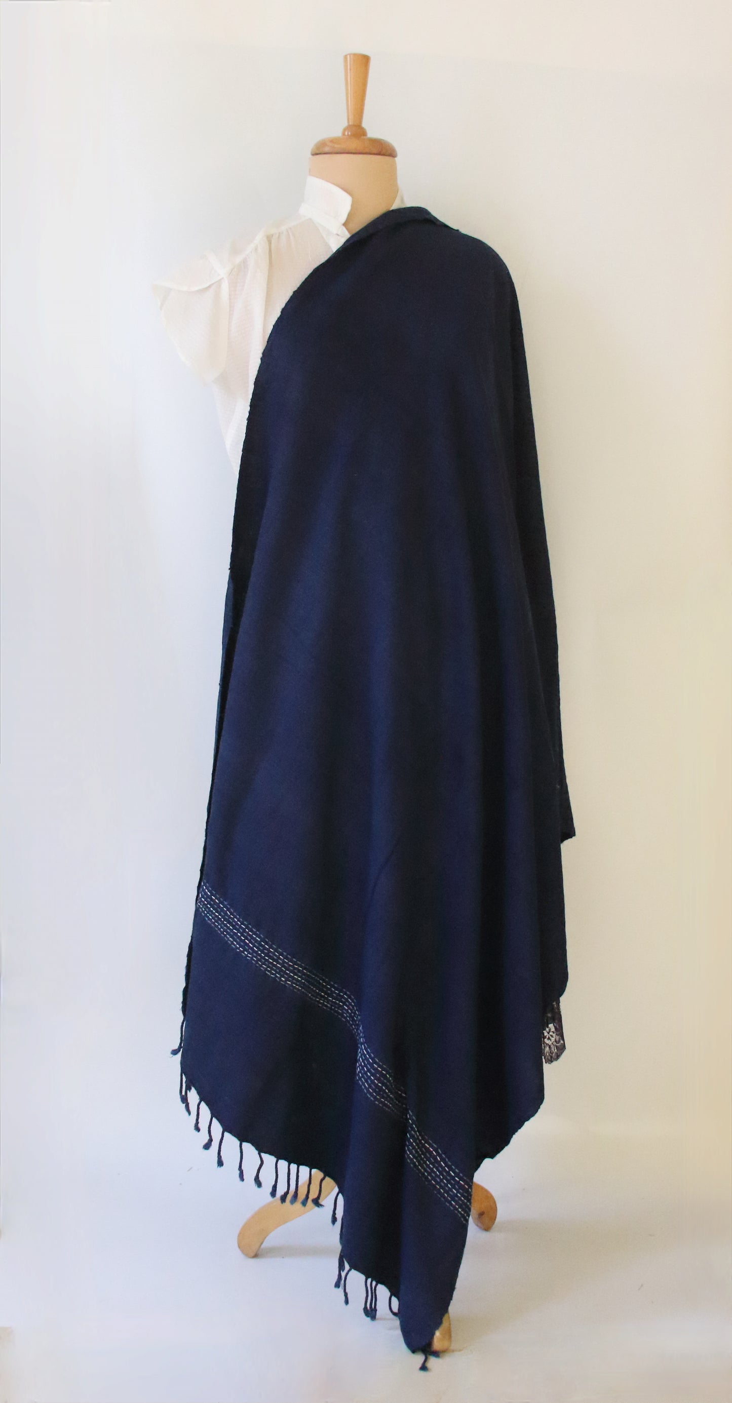 Natural Dyed Indigo Handloom  Eri Silk Throw / Shawl from Assam