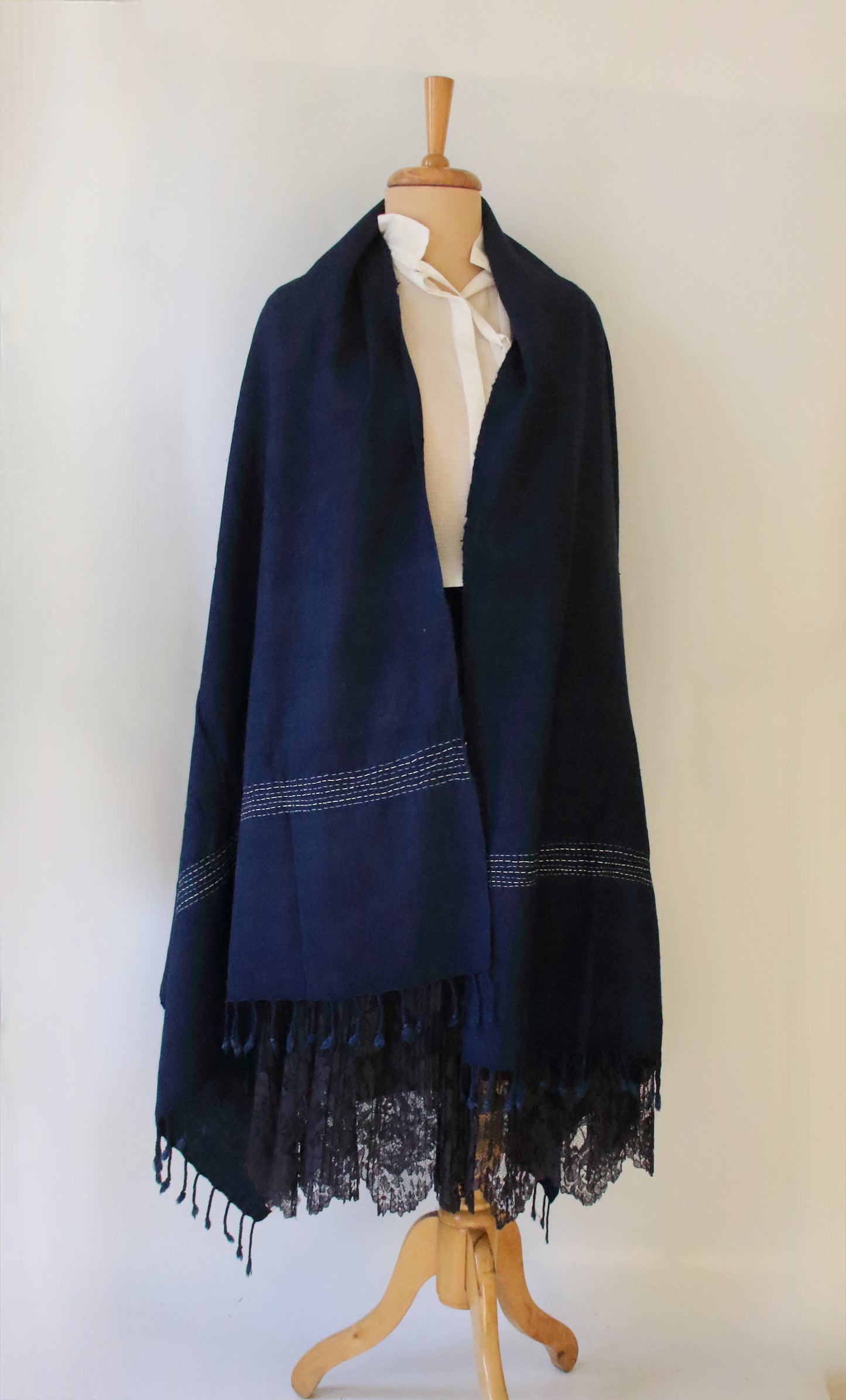 Natural Dyed Indigo Handloom  Eri Silk Throw / Shawl from Assam