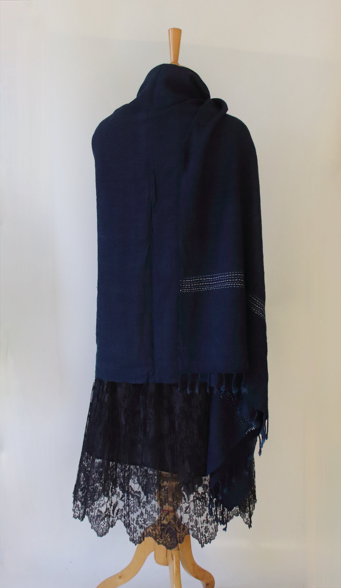 Natural Dyed Indigo Handloom  Eri Silk Throw / Shawl from Assam