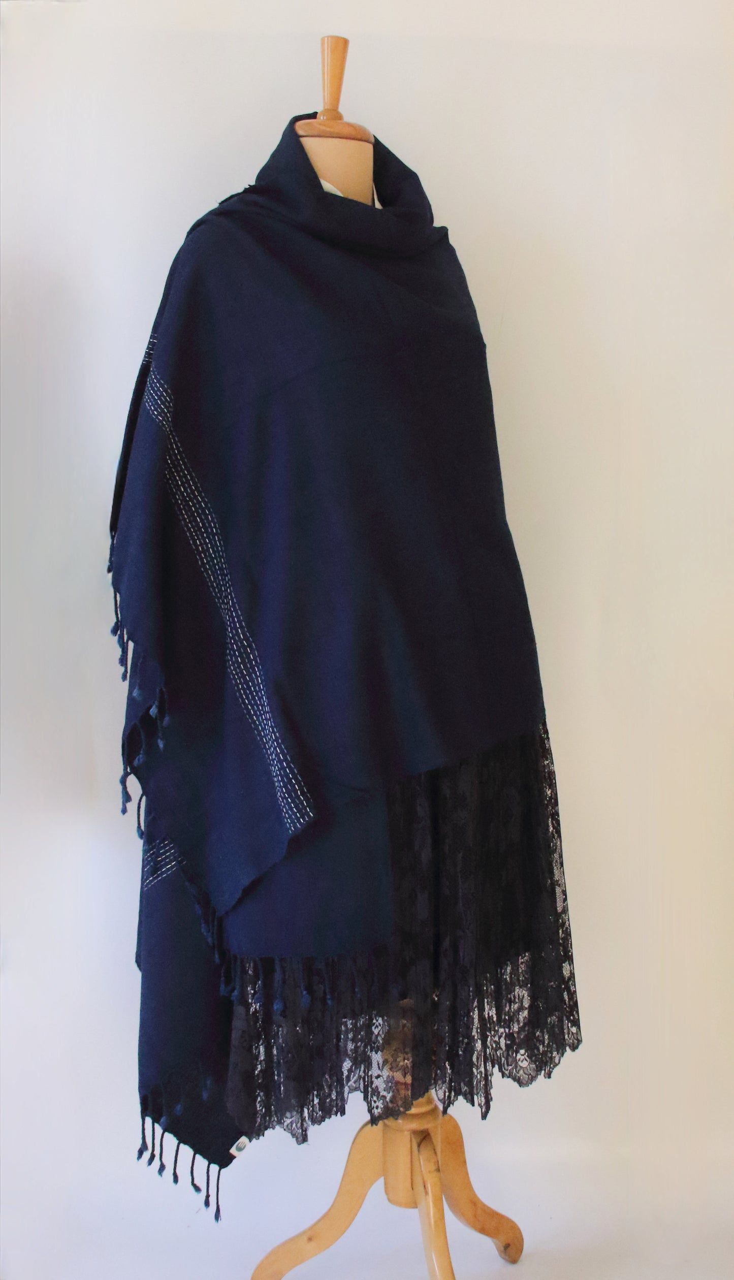 Natural Dyed Indigo Handloom  Eri Silk Throw / Shawl from Assam