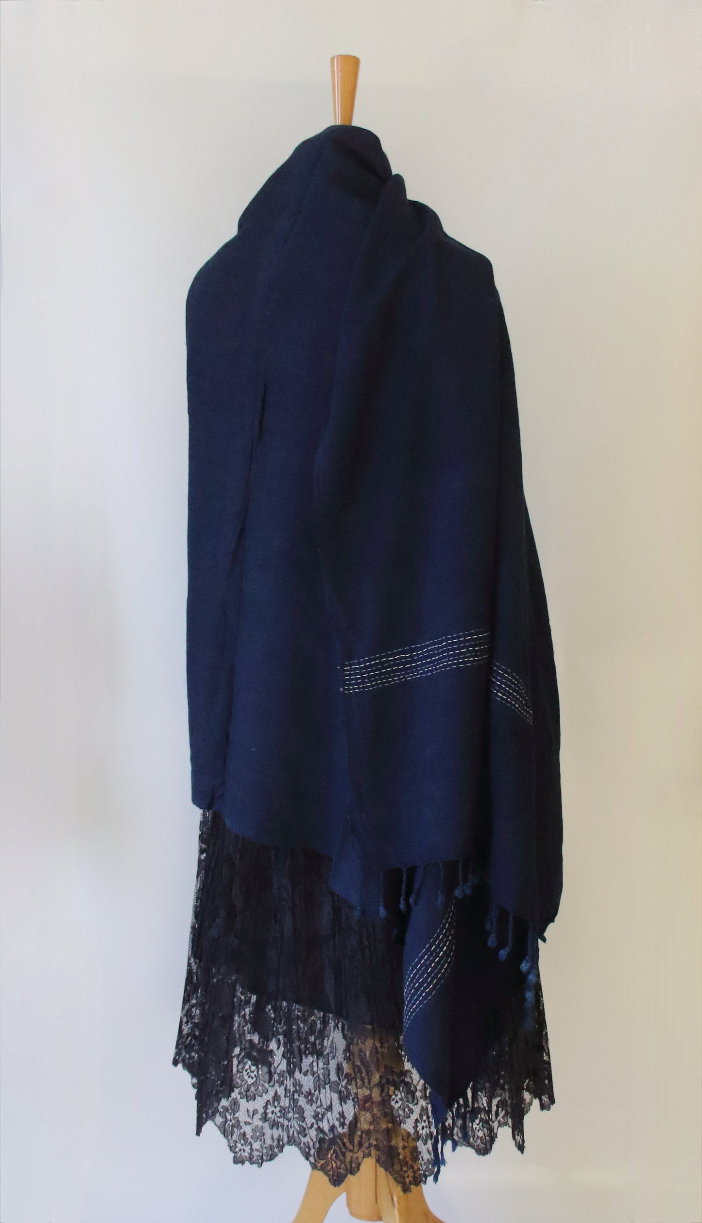 Natural Dyed Indigo Handloom  Eri Silk Throw / Shawl from Assam