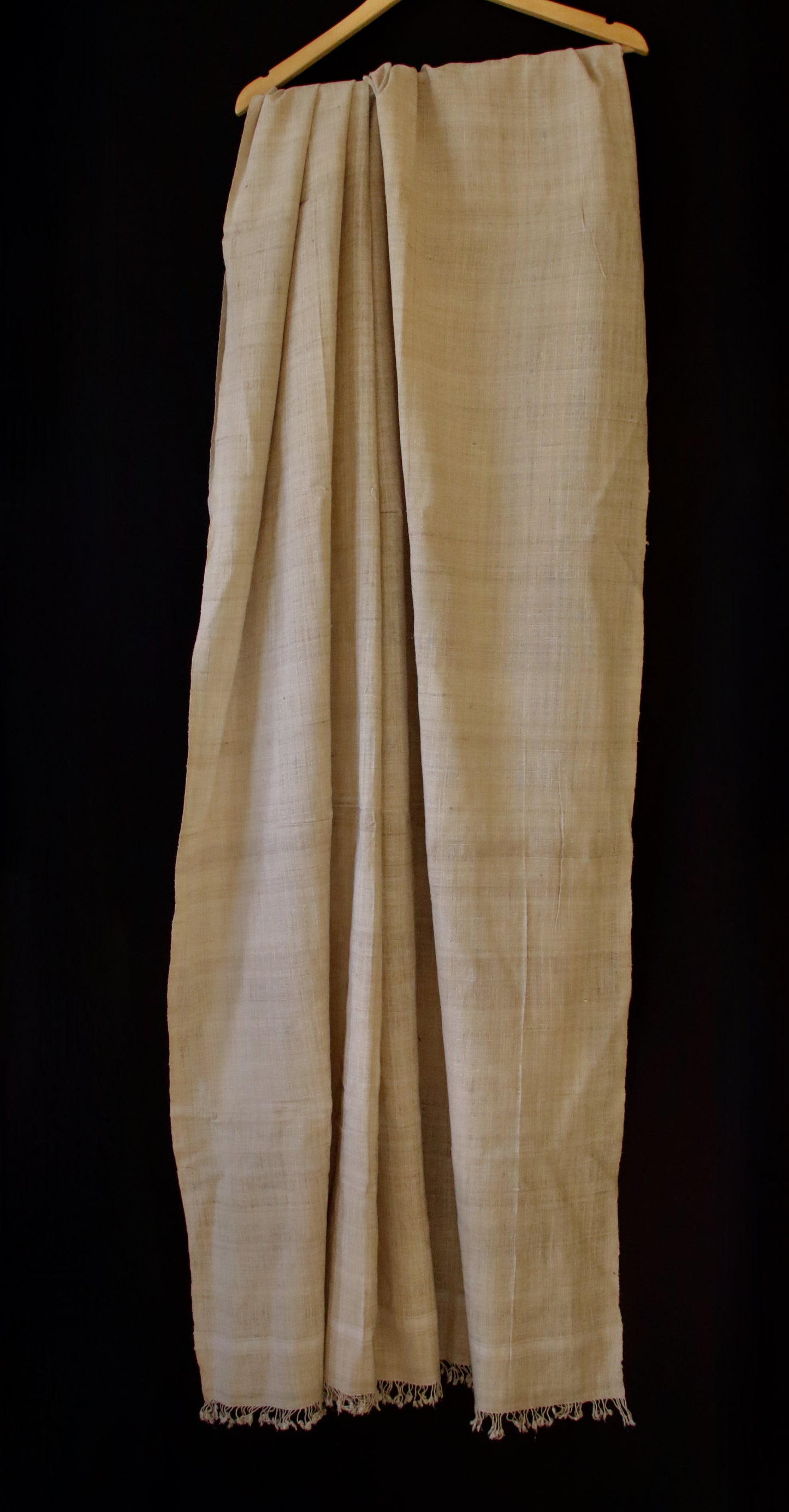 Natural soft beige Handwoven / Handspun Eri Silk Shawl from Assam