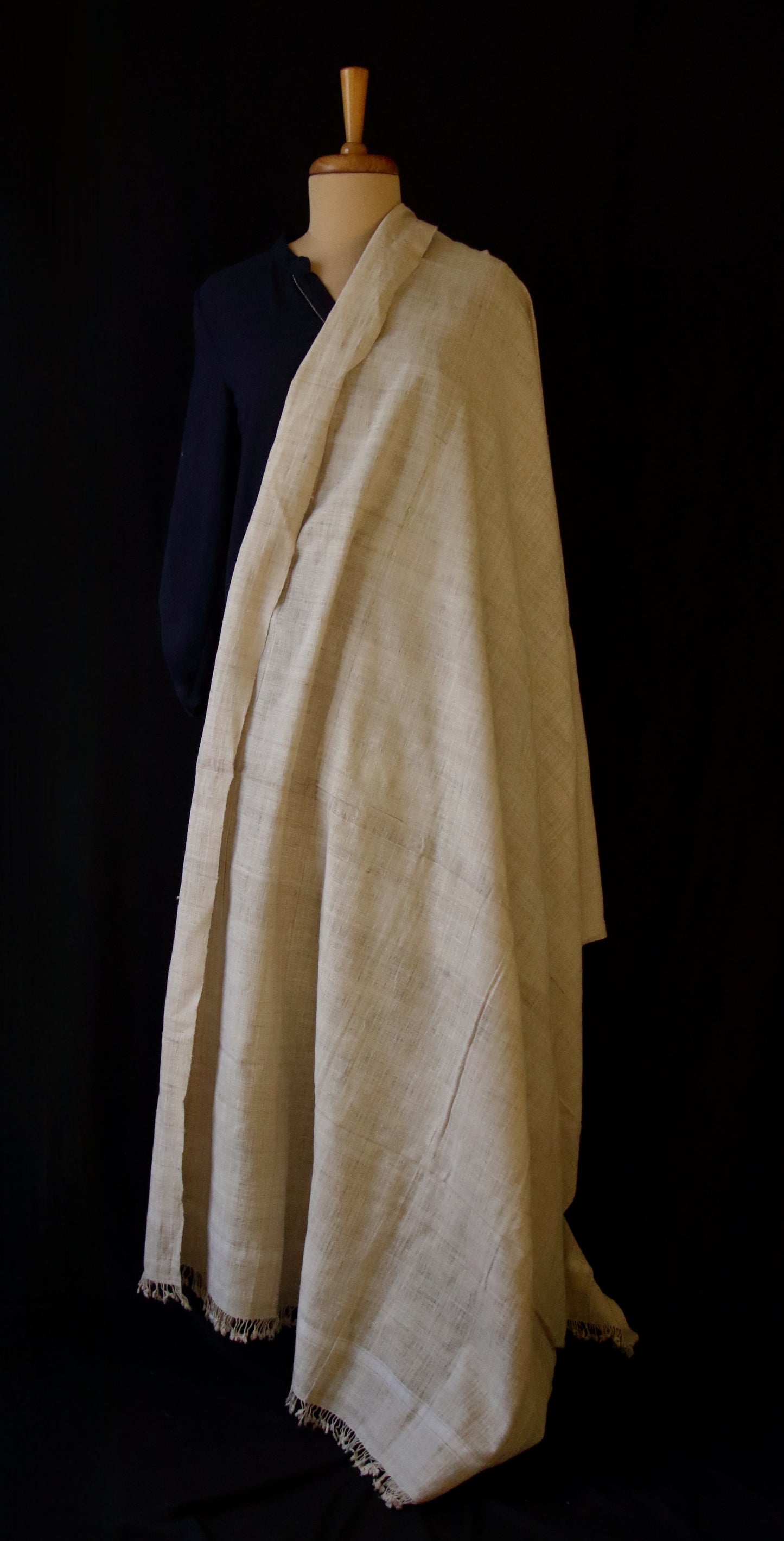 Natural soft beige Handwoven / Handspun Eri Silk Shawl from Assam