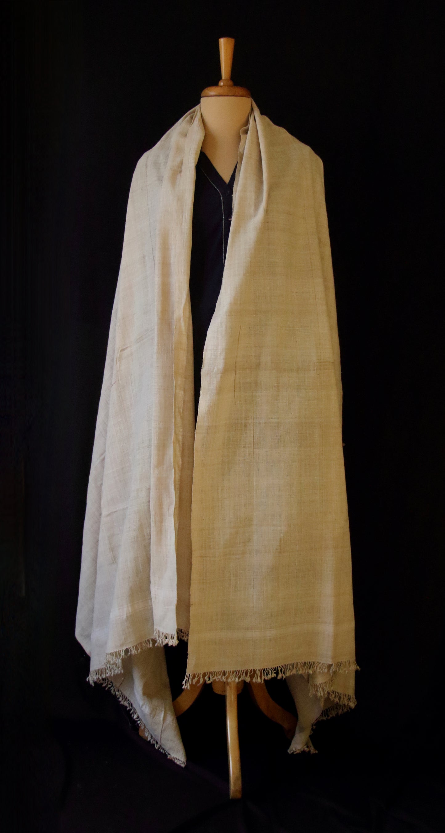 Natural soft beige Handwoven / Handspun Eri Silk Shawl from Assam