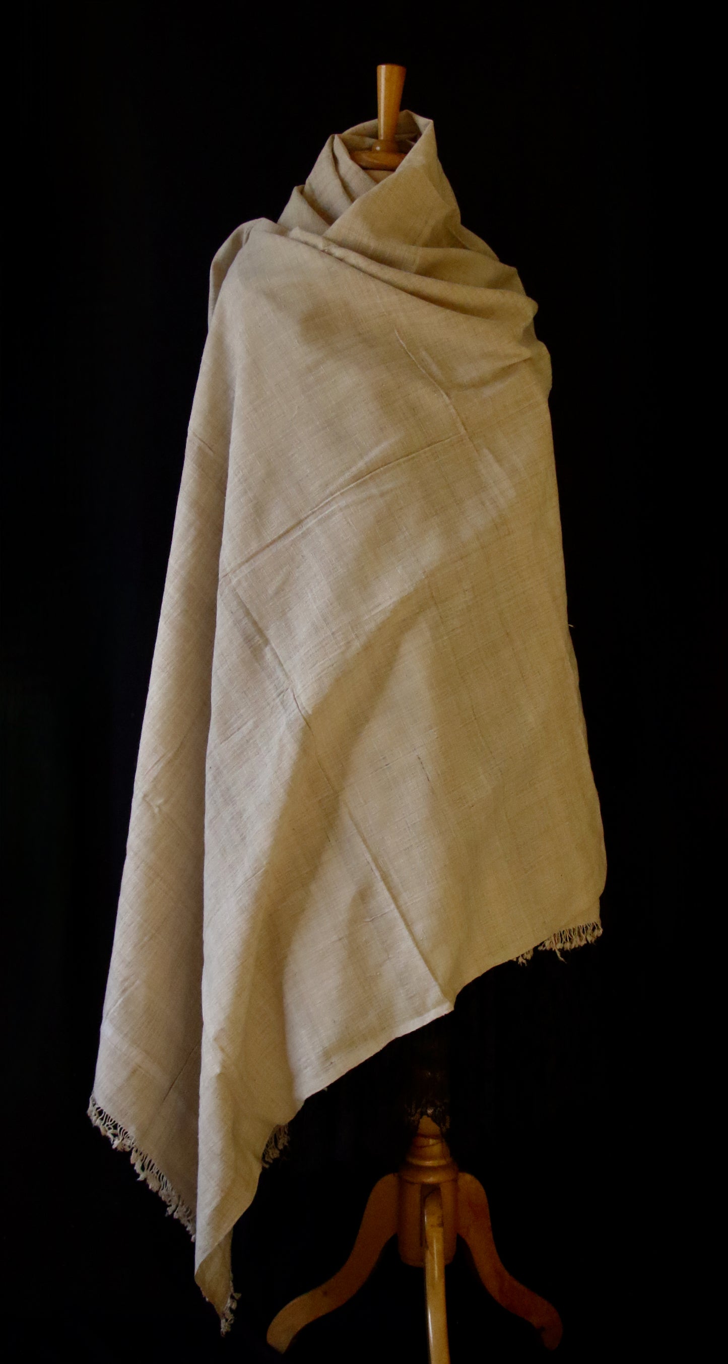 Natural soft beige Handwoven / Handspun Eri Silk Shawl from Assam