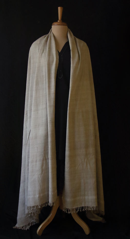 Natural soft beige Handwoven / Handspun Eri Silk Shawl from Assam