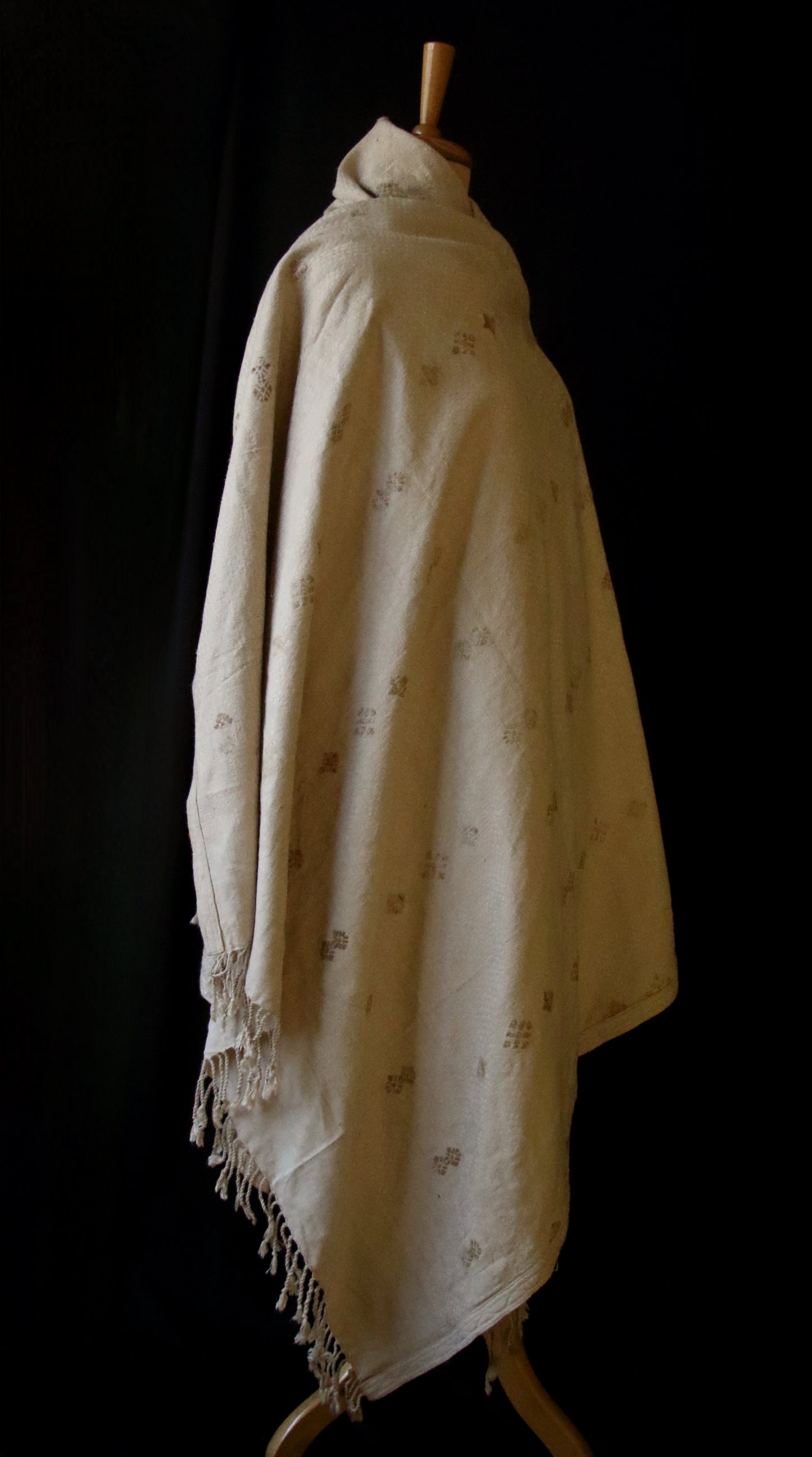 Natural Beige Colour all over patterned Eri Silk Throw / Shawl from Assam