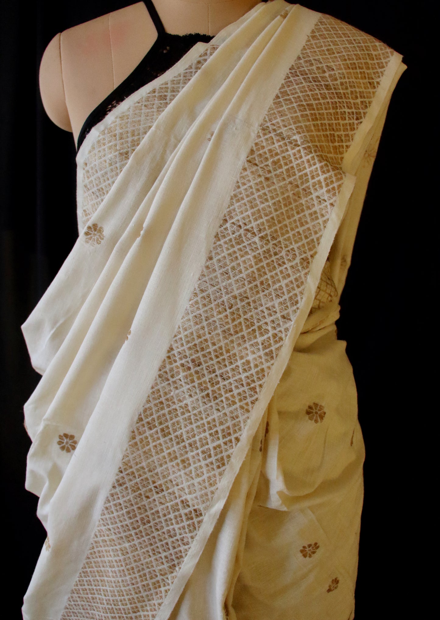Eri Silk Saree in Natural Off White colour from Assam