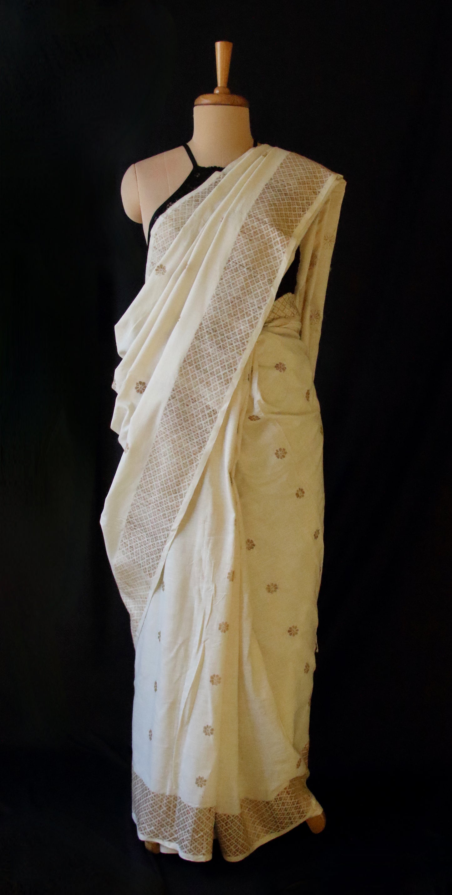 Eri Silk Saree in Natural Off White colour from Assam