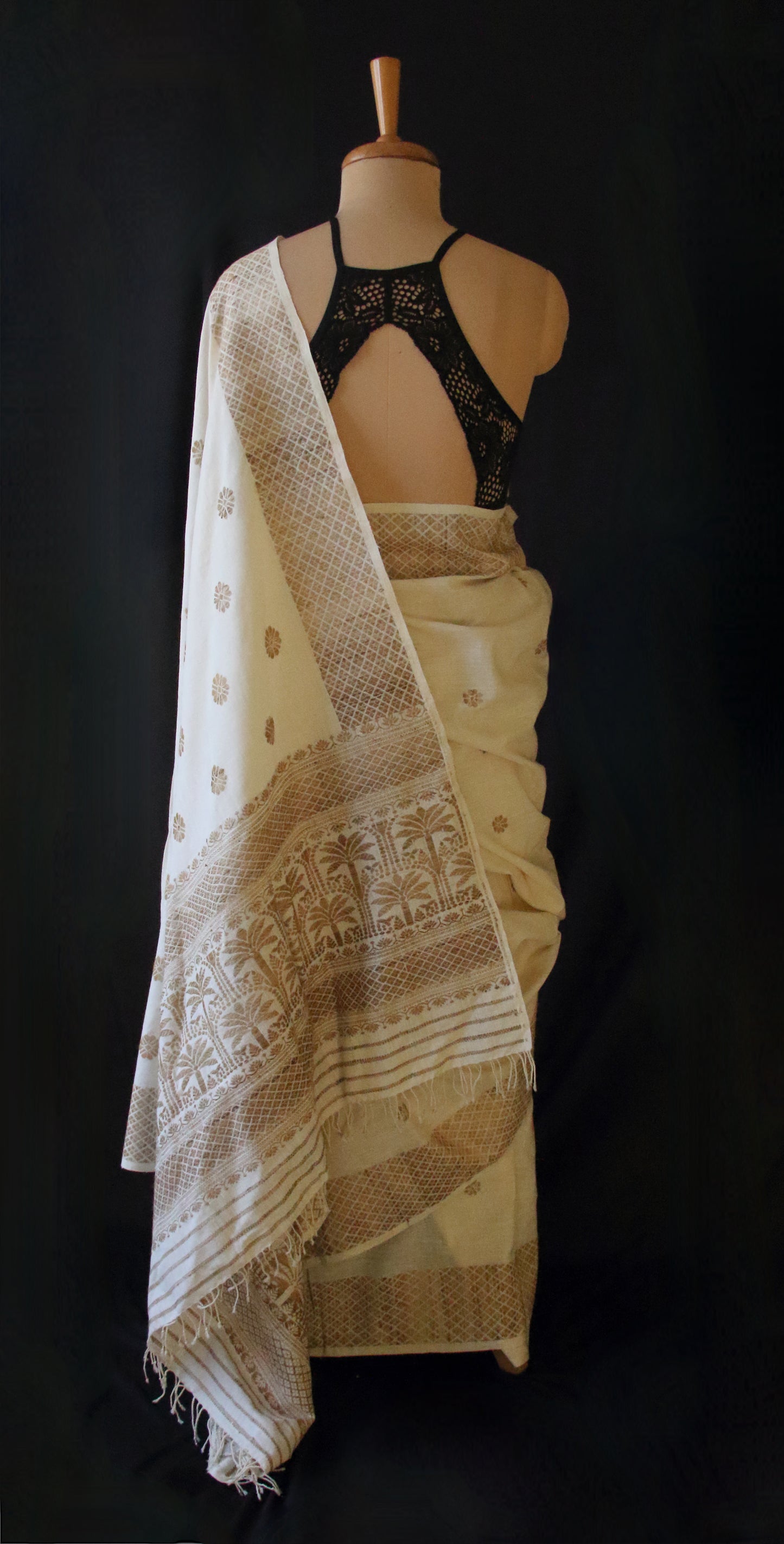 Eri Silk Saree in Natural Off White colour from Assam