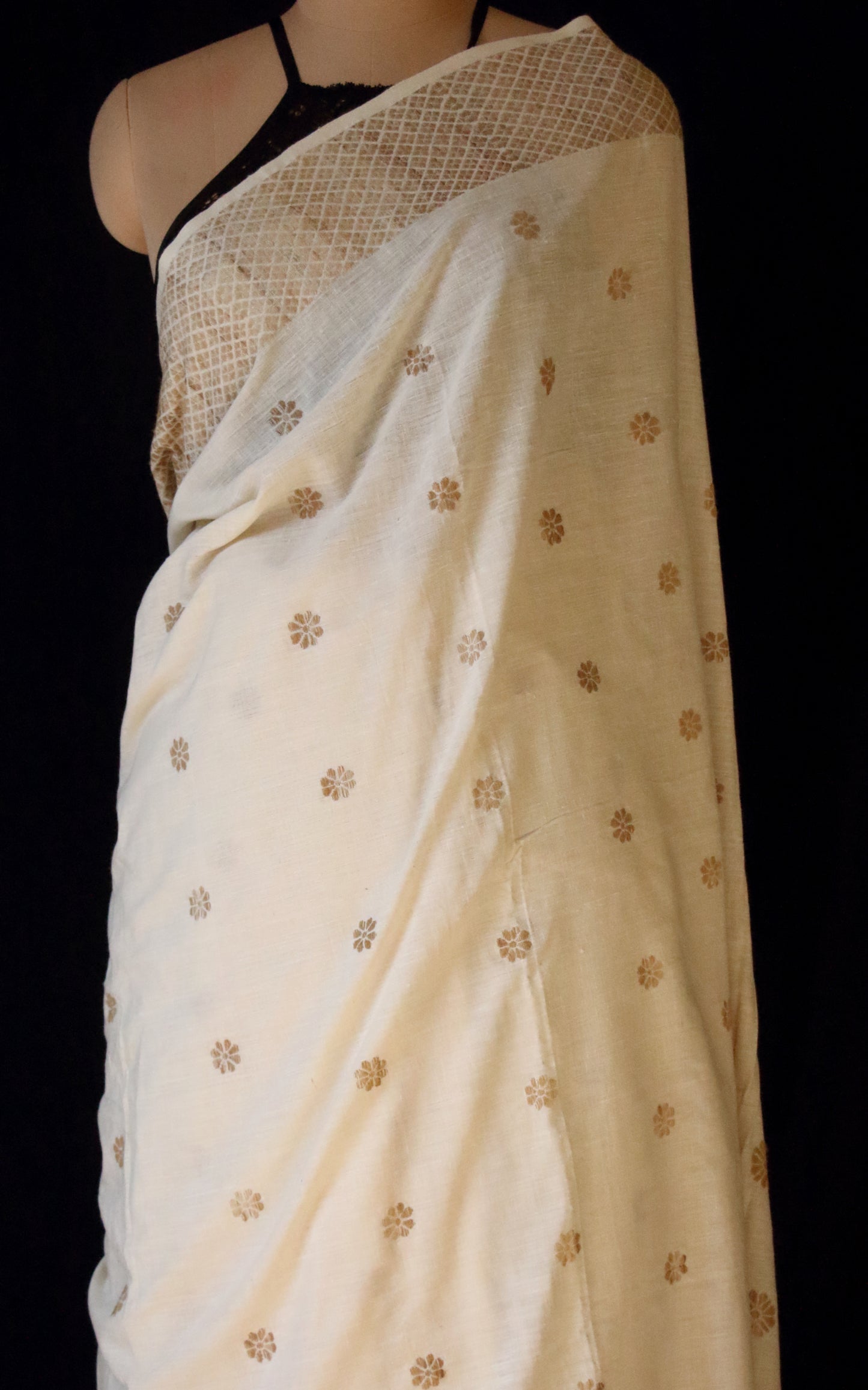 Eri Silk Saree in Natural Off White colour from Assam