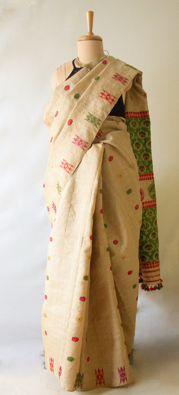 Handloom Classic Traditional Design Muga Silk Saree from Assam