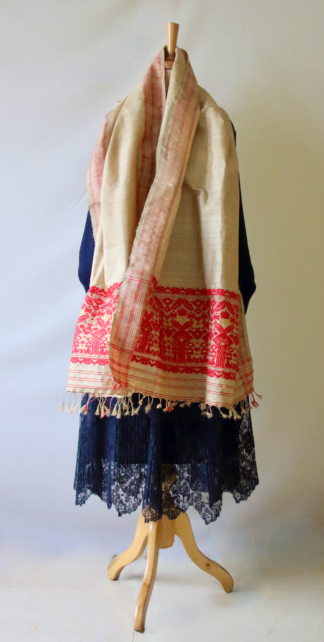 Handloom Traditional Muga Silk Shawl / Gamucha from Assam