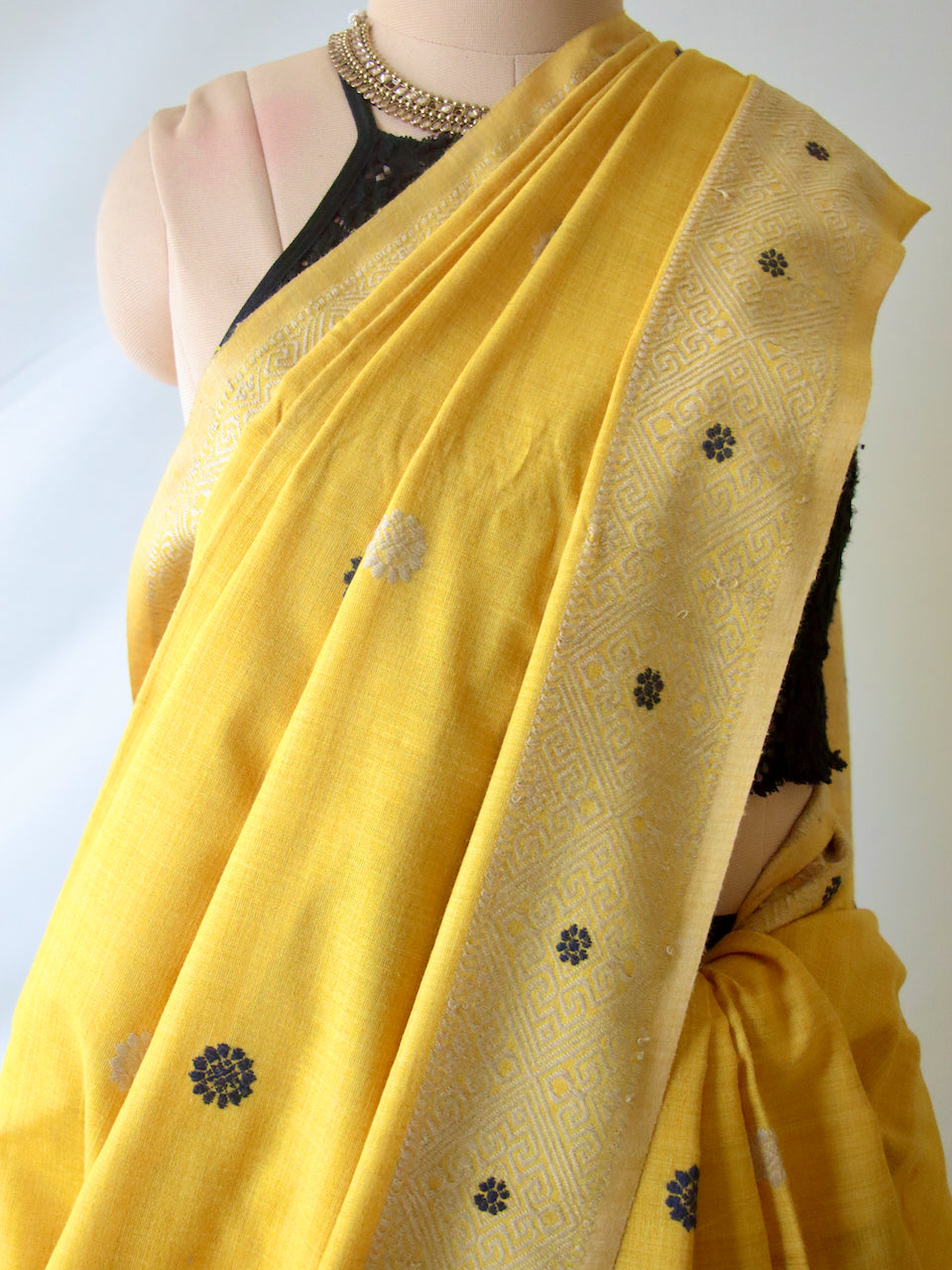 Turmeric Yellow Natural Dyed Handloom Eri Silk Saree from Assam