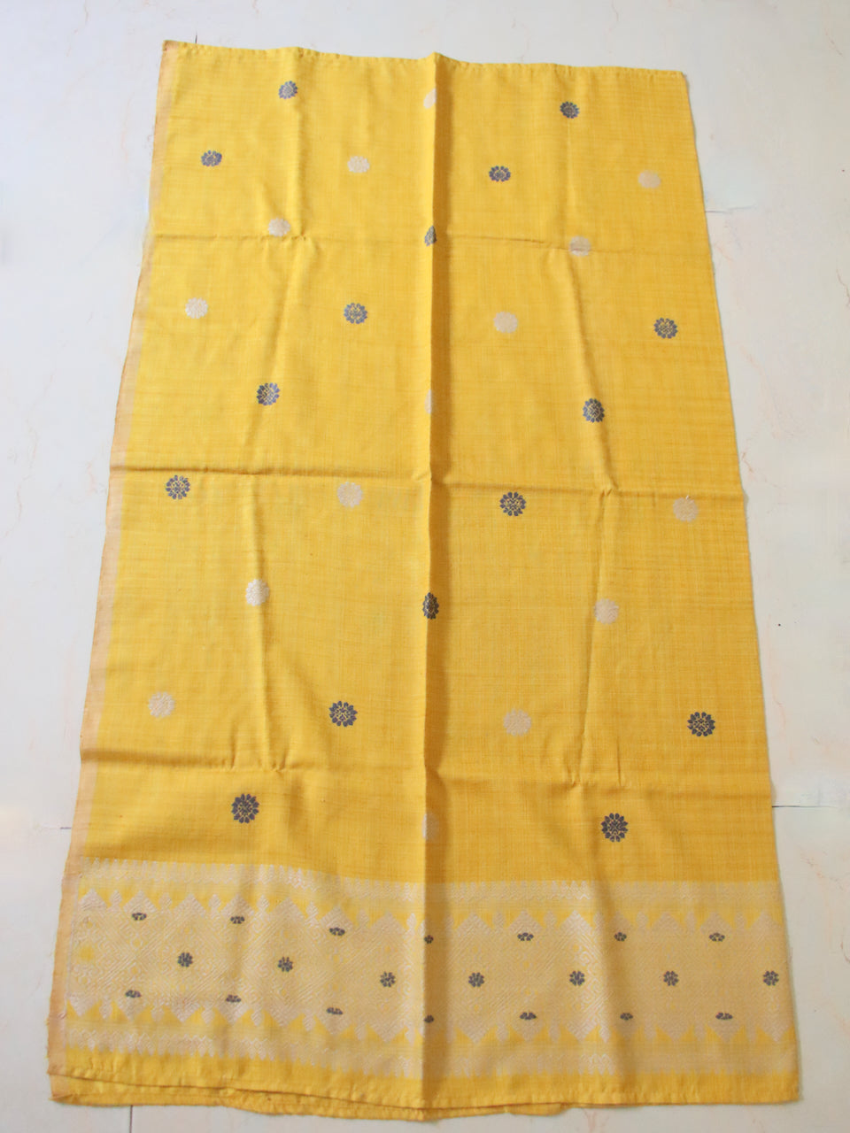 Turmeric Yellow Natural Dyed Handloom Eri Silk Saree from Assam