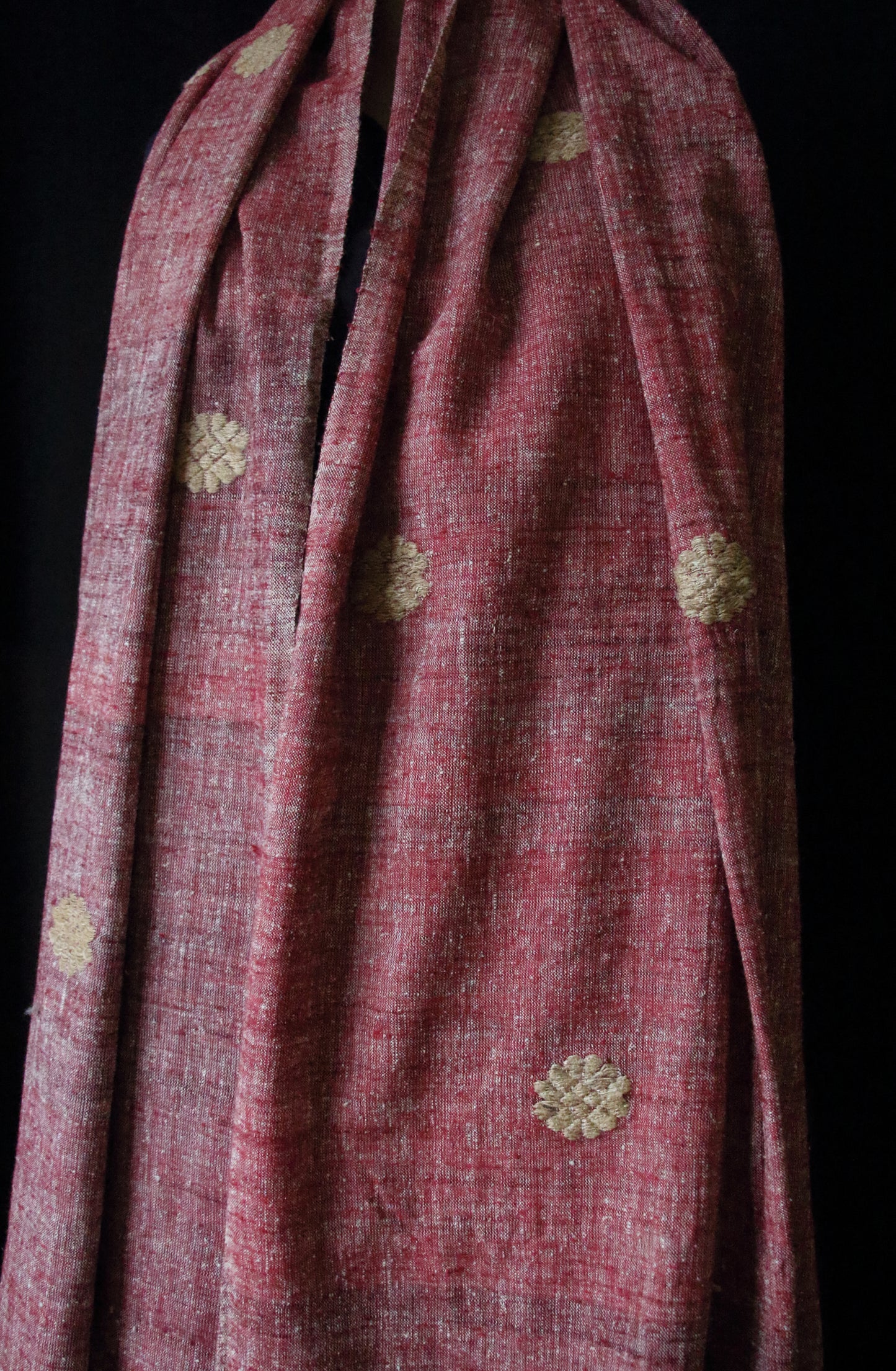 Extra Large Handwoven Maroon Hand Spun Eri Silk Shawl From Assam